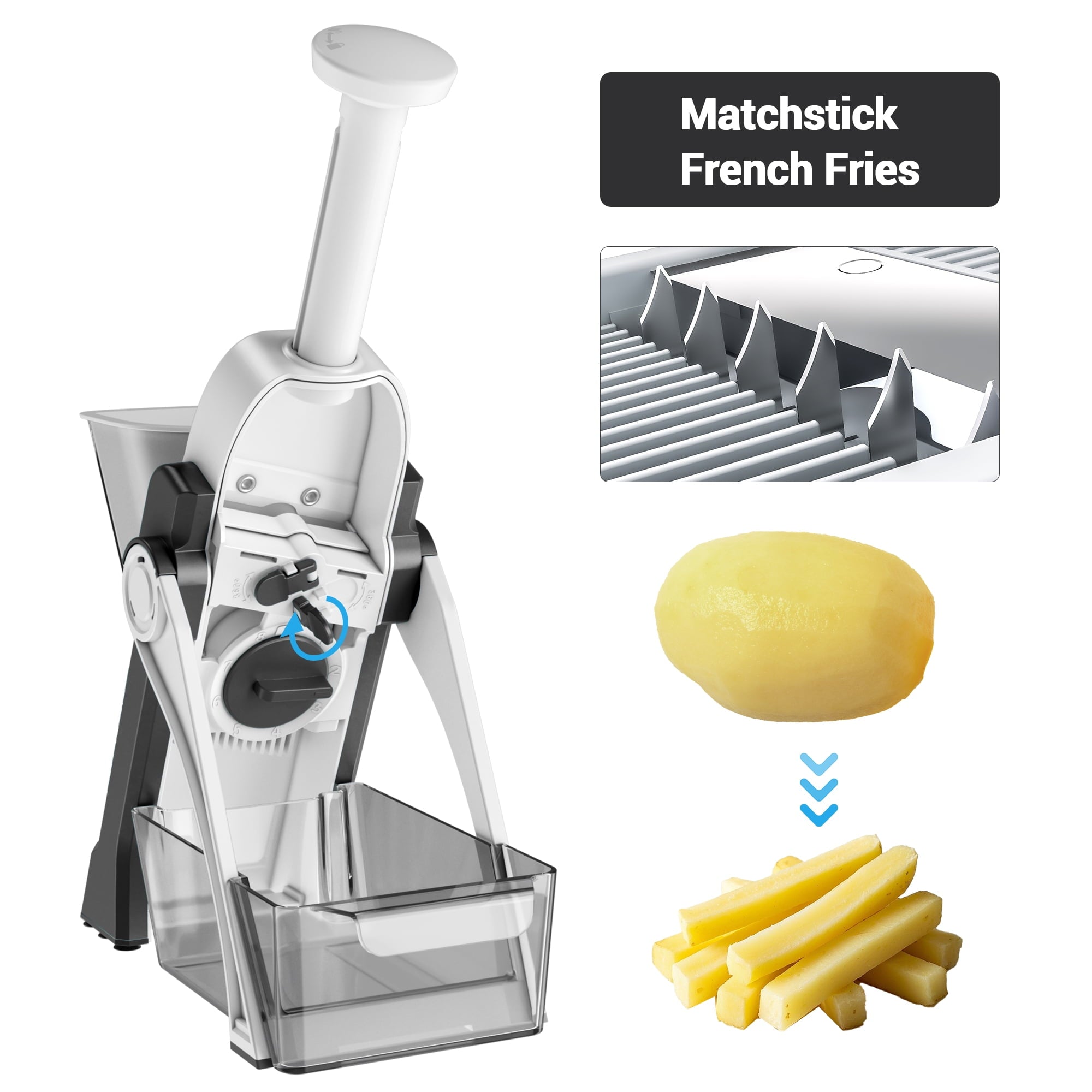 Vegetable Mandoline Slicer Chopper, Kitchen Adjustable Safe Onion Potato Food Chopper, Perfect for Slici...
