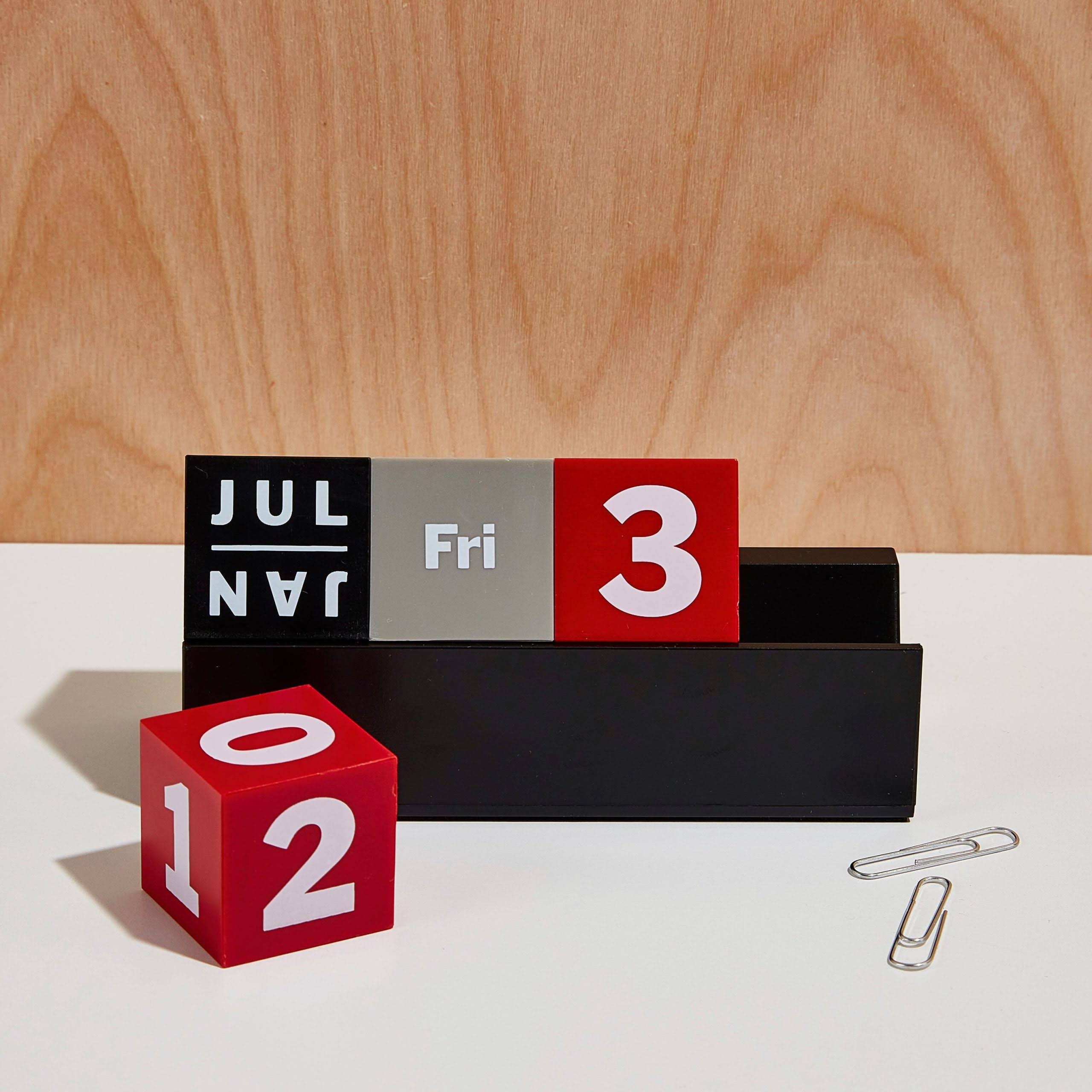 Perpetual Cubes Calendar - Red/ Grey/ Black