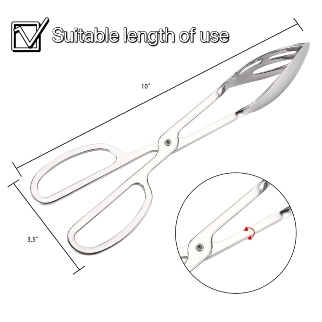 2 Pcs Salad Tongs, 10'' Stainless Steel Kitchen Tongs, for Baking Cake Buffet Pasta Restaurant Home Kitchen Gadg...