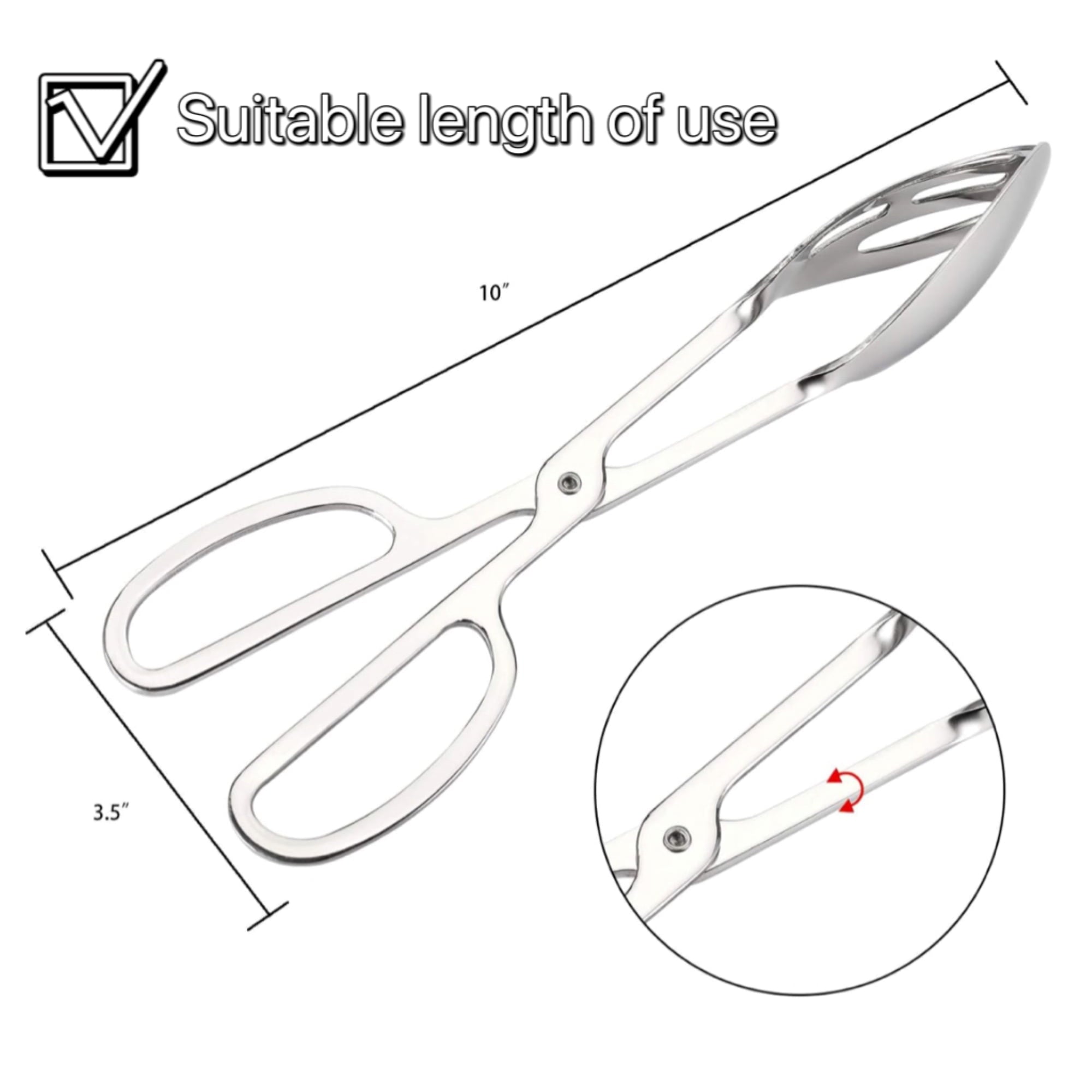 2 Pcs Salad Tongs, 10'' Stainless Steel Kitchen Tongs, for Baking Cake Buffet Pasta Restaurant Home Kitchen Gadg...