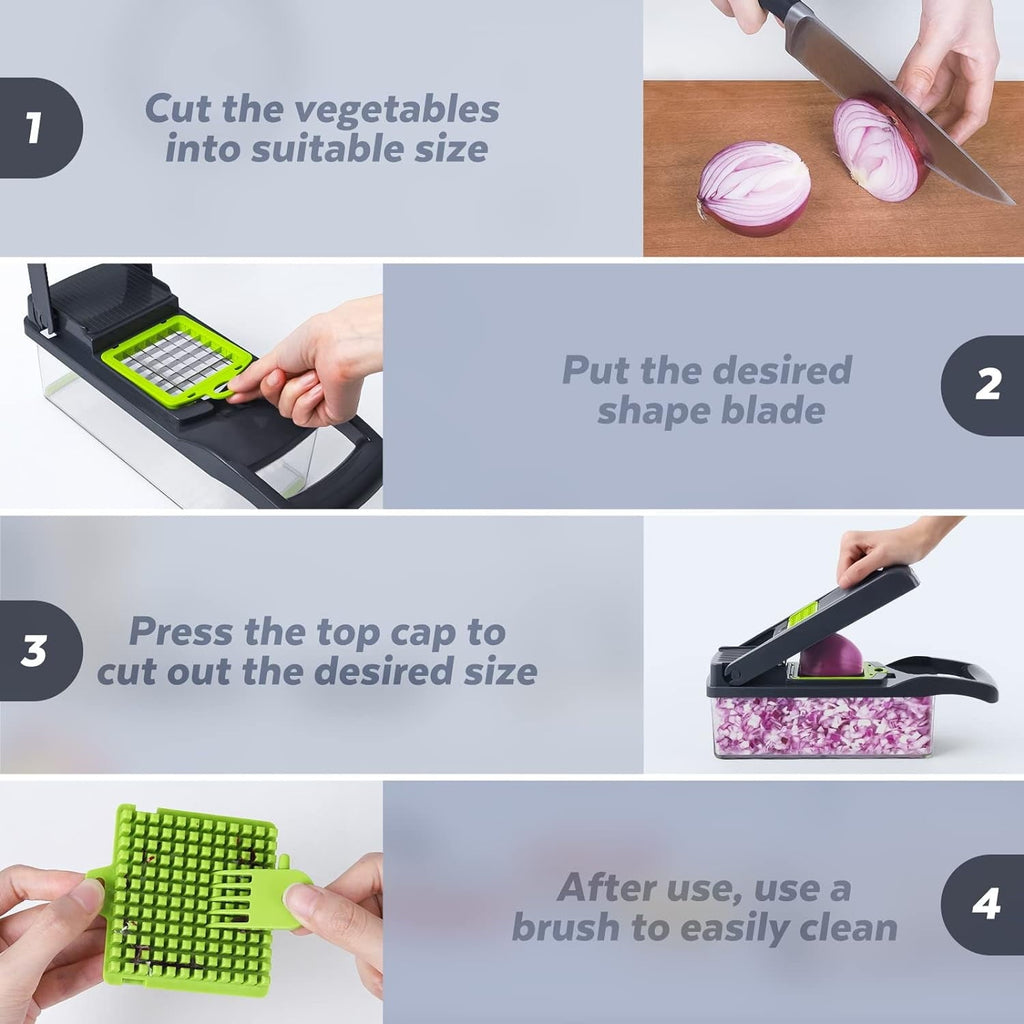 Vegetable Chopper, Pro Onion Chopper, 14 in 1Multifunctional Food Chopper, Kitchen Vegetable Slicer Dicer Cutter,Vegg...