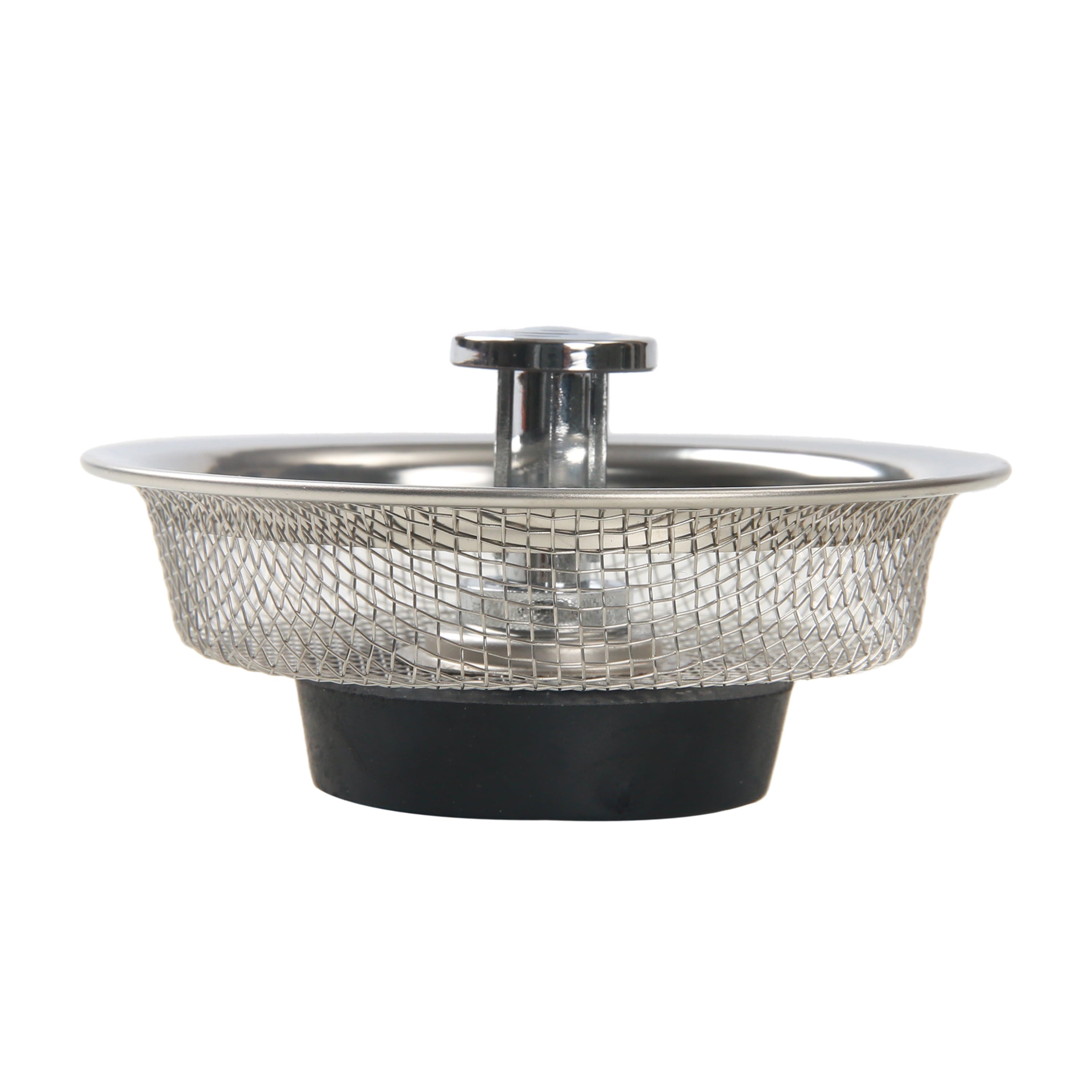 Stainless Steel Mesh Sink Strainer with Rubber Stopper Silver