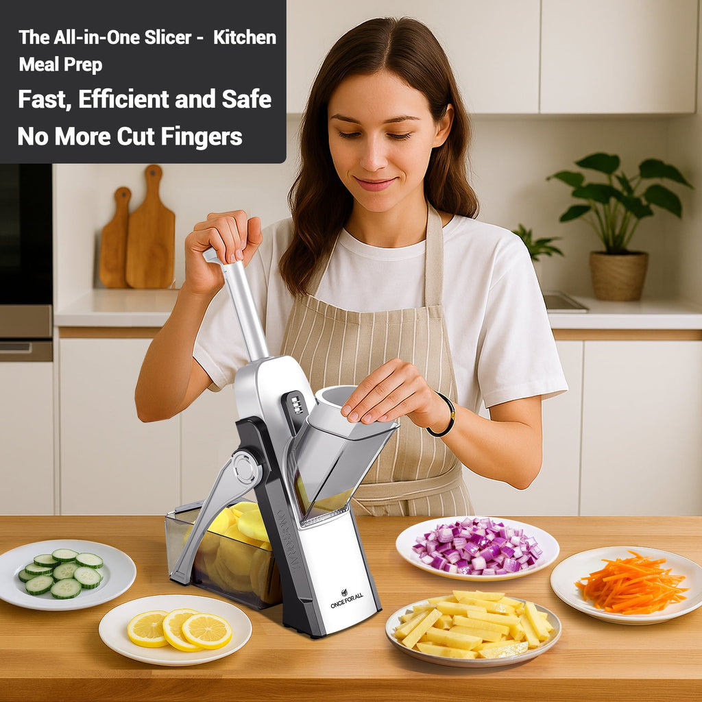Vegetable Mandoline Slicer Chopper, Kitchen Adjustable Safe Onion Potato Food Chopper, Perfect for Slici...