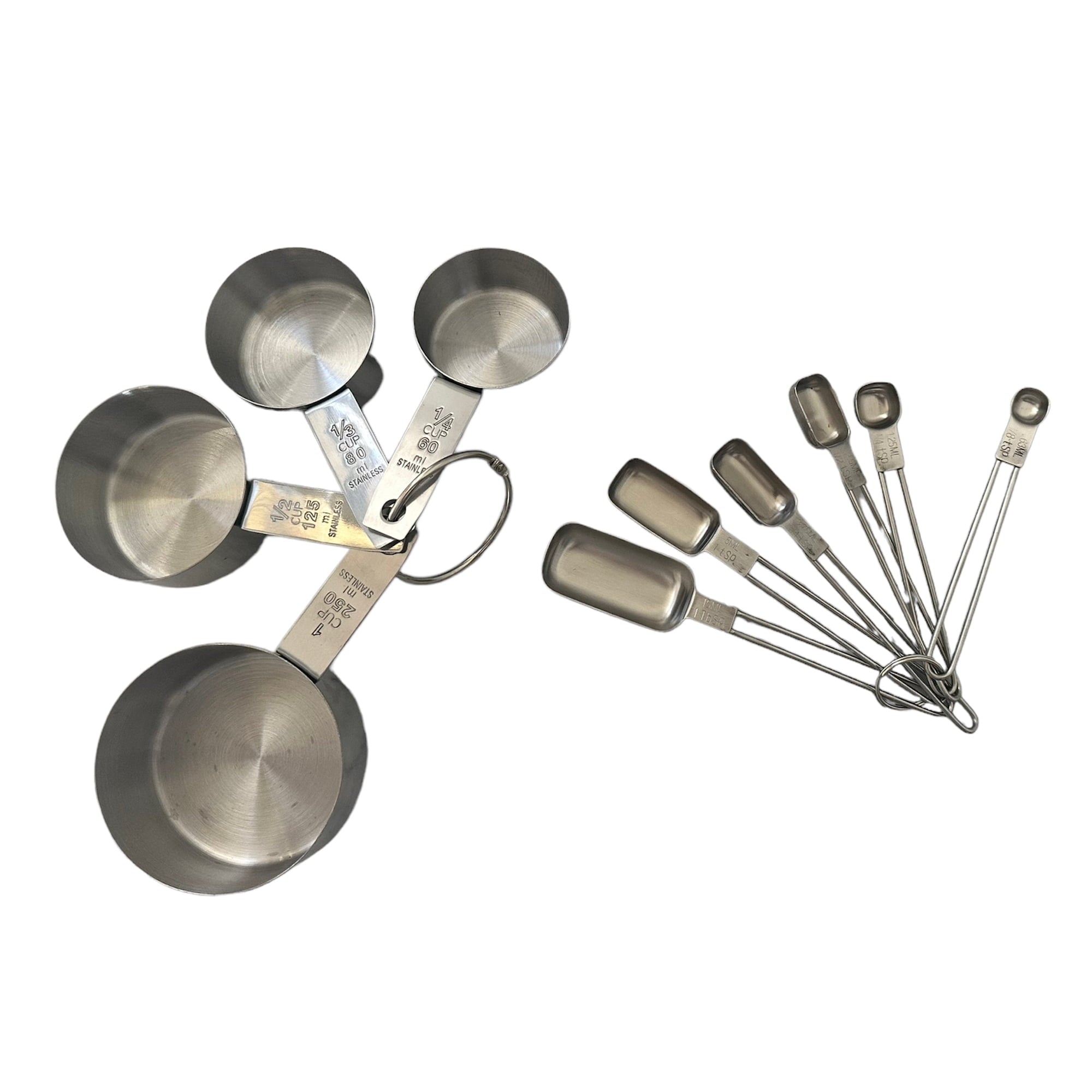 Stainless Steel Measuring Cup and Spoon Set, 10 Different Sized Cups and Spoons