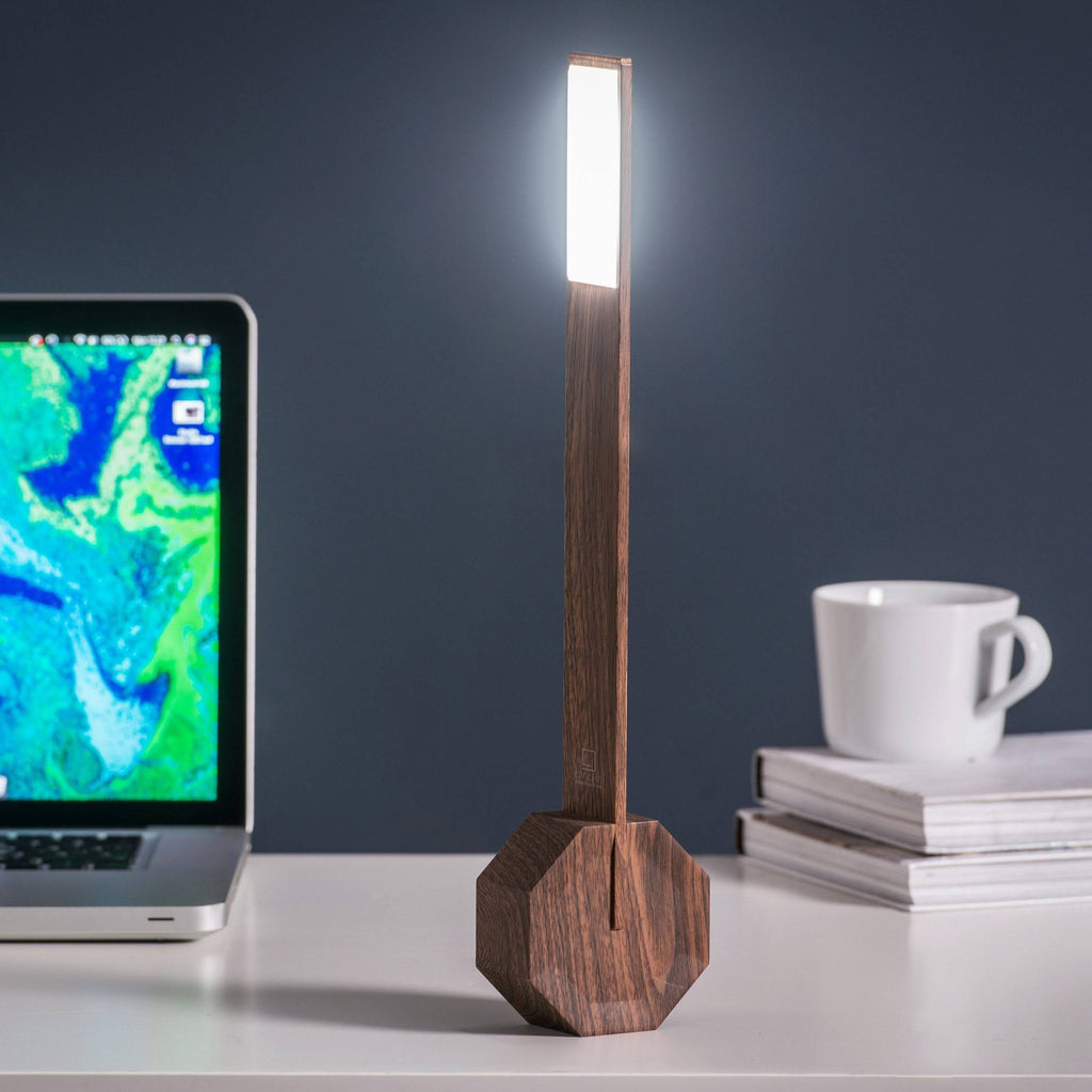 Octagon Portable Desk Light - Walnut