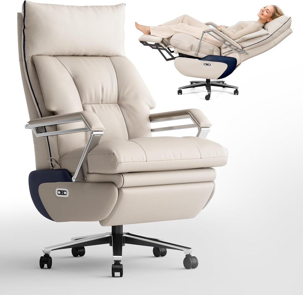 M80 Dual Motor Executive Office Chair with Footrest, Big &amp; Tall, 420lbs, Beige