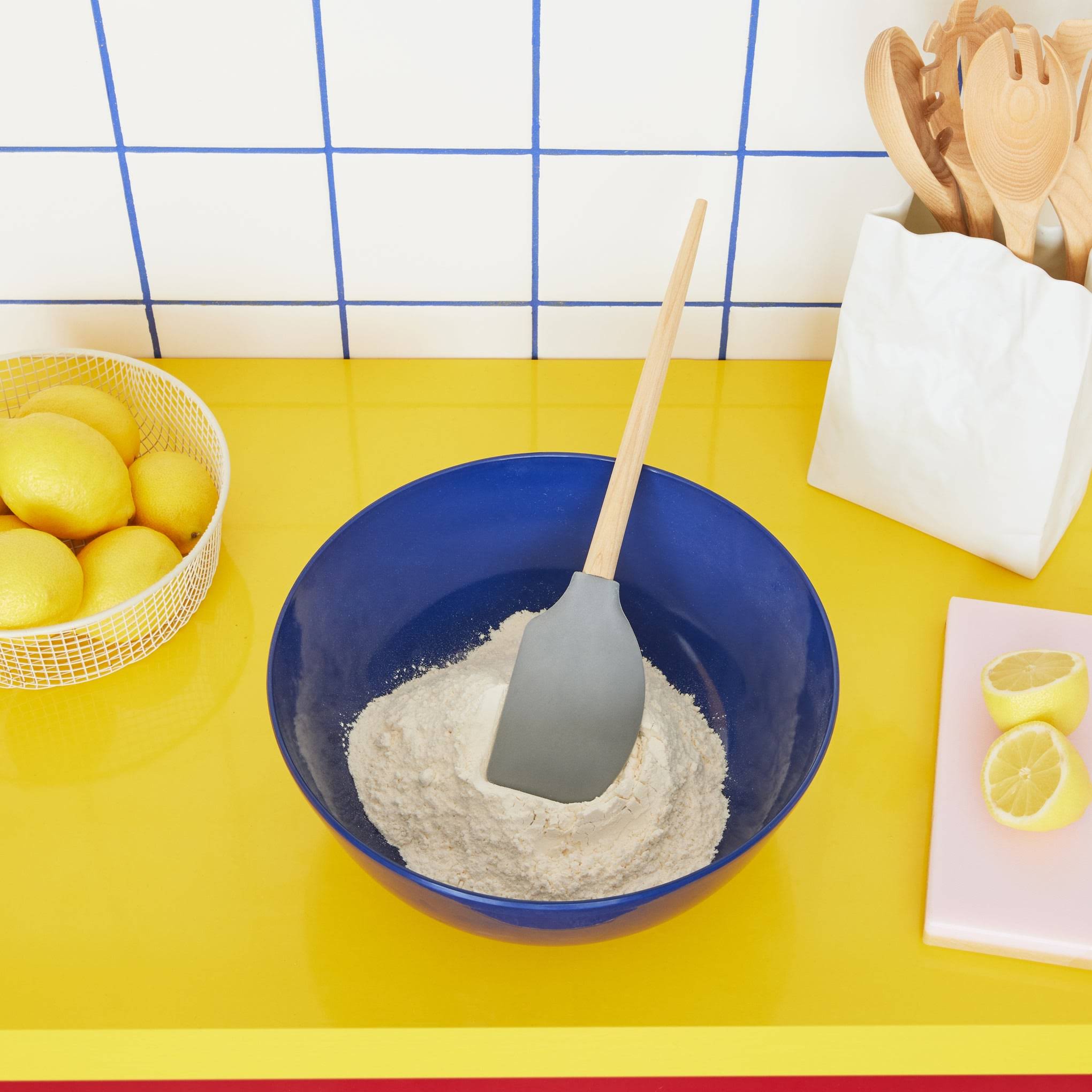 Spinning Wood Kitchen Utensil - Silicone Spatula