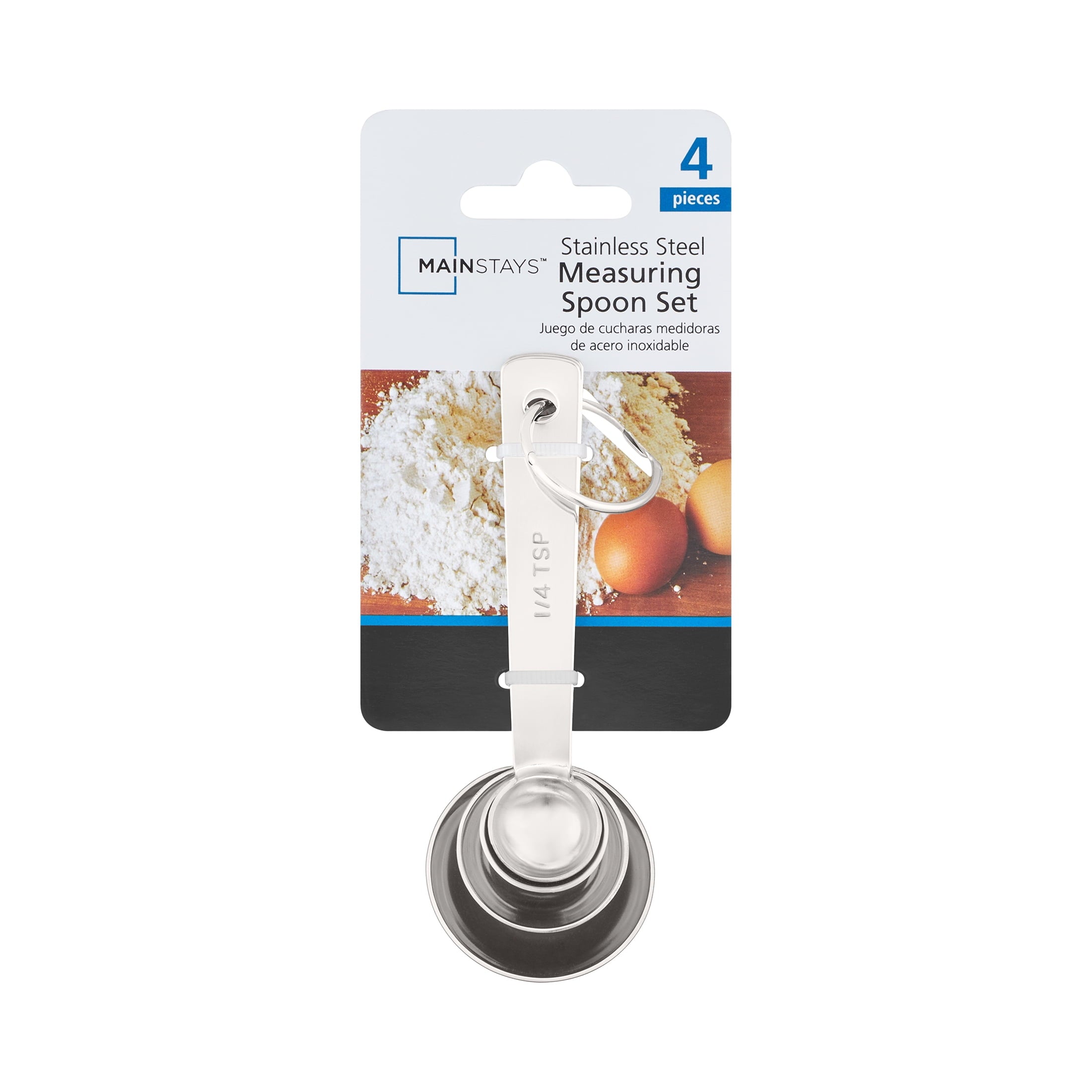 Kitchen Stainless Steel 4-Piece Nesting Measuring Spoons Set, Stainless Steel Finish