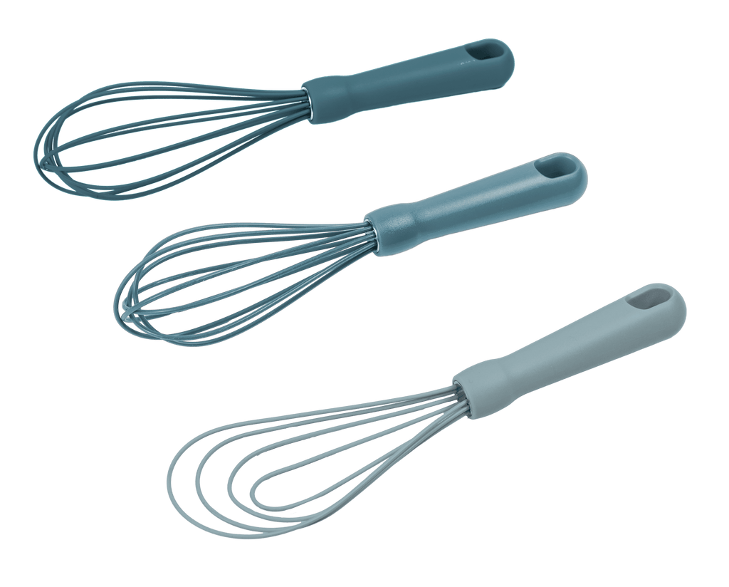 3-Piece Silicone Whisk Set, 10.5"/10.4"/9.6" L, Blue Color
