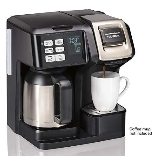 Hamilton Beach FlexBrew Thermal Coffee Maker, Single Serve &amp; Full Pot, Compatible with K-Cup Pods or Grounds, Programmable, Black and Stainless (49966)