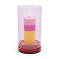 Glass Hurricane Lantern Candle Holder - Violet/ Red