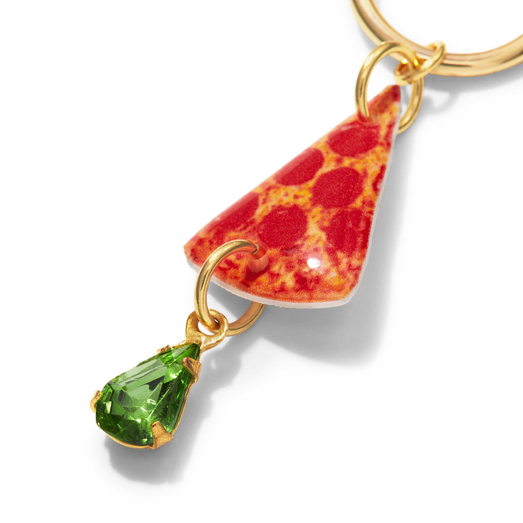 Haricot Vert Small Hoop Earrings with NYC Icon Charms - NY/ Pizza