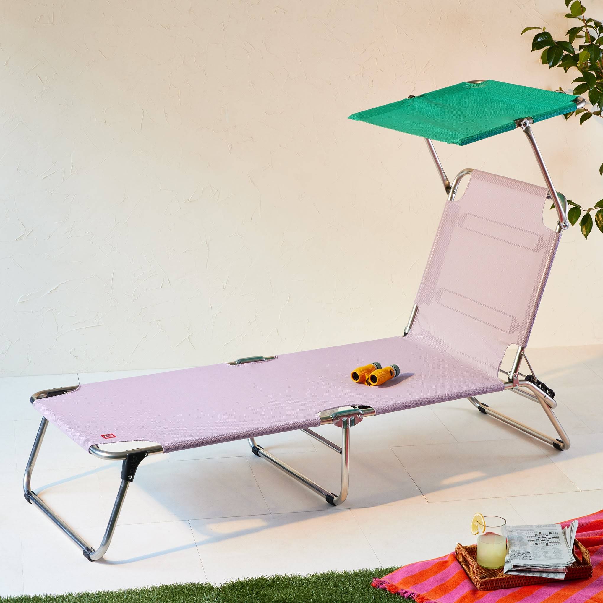 Amigo Outdoor Lounge Chair with Sun Shield - Lilac/ Teal