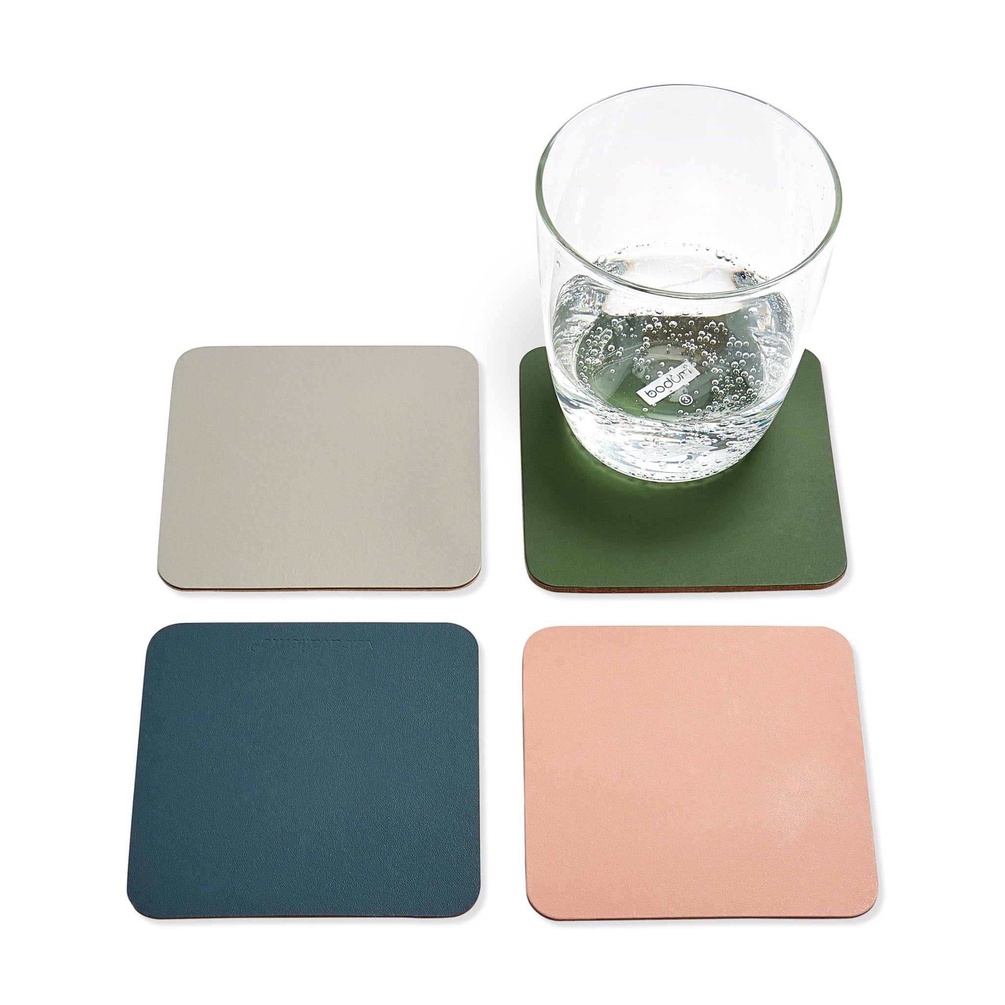 Dual-Sided Recycled Leather Coasters – Set of 4 - Square