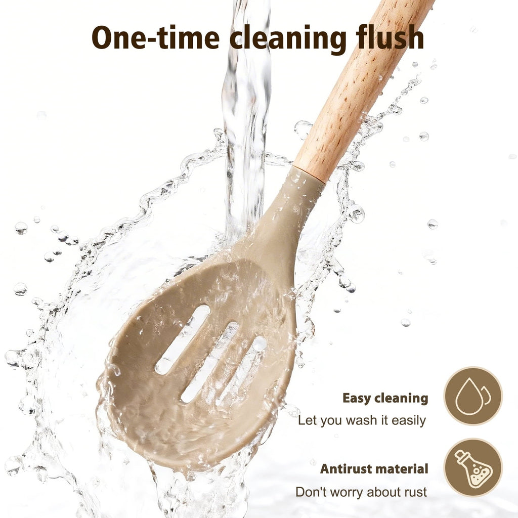 Silicone Cooking Utensils Set, Heat Resistant Kitchen Tools, 36 PCS Non-Stick Silicone Cooking Kitchen Utensils, Khaki