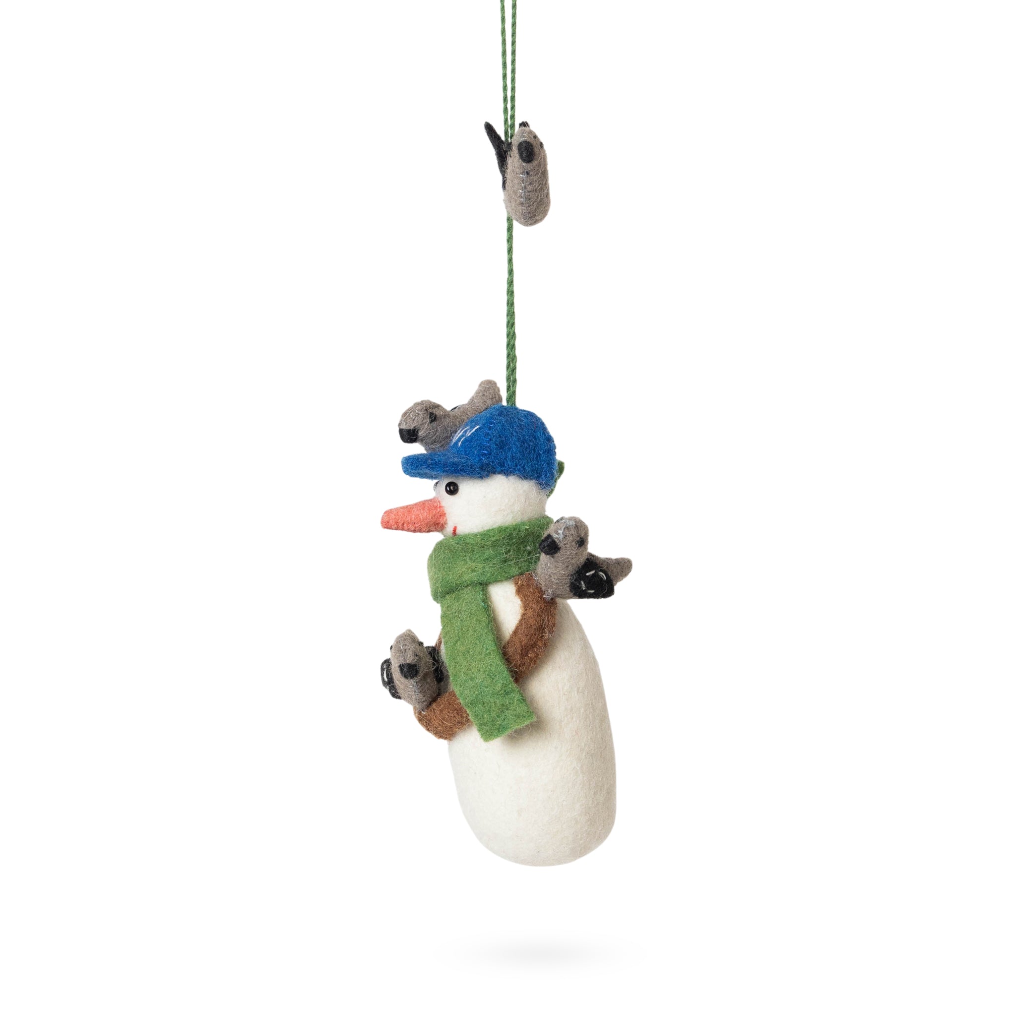 NYC Felt Ornament - Snowman with Baseball Hat