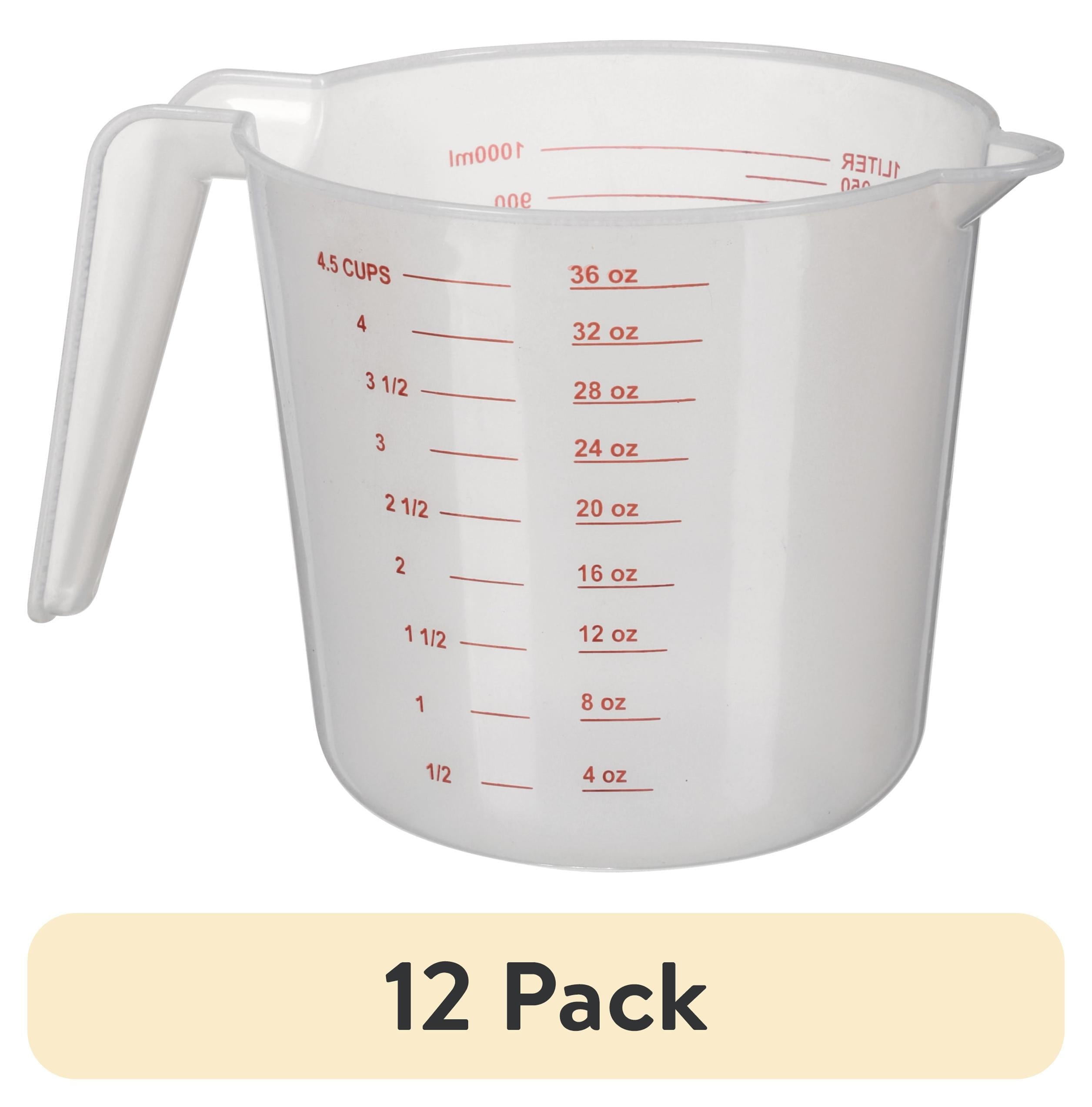 (12 pack) 4 Cup PP Plastic Measuring Cup, 32 oz, Clear