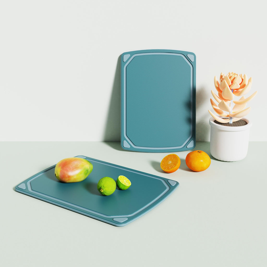 2 Pieces 8.5 x 11 and 10 x 14 Non-Slip Recycled Poly Cutting Board, Blue Color