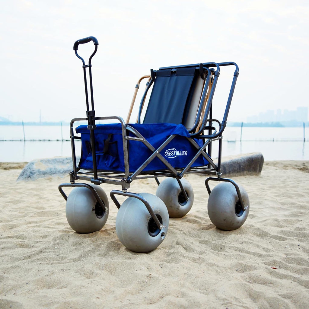 Beach Cart with 13" Balloon Wheels, Chair Racks &amp; Pump Included