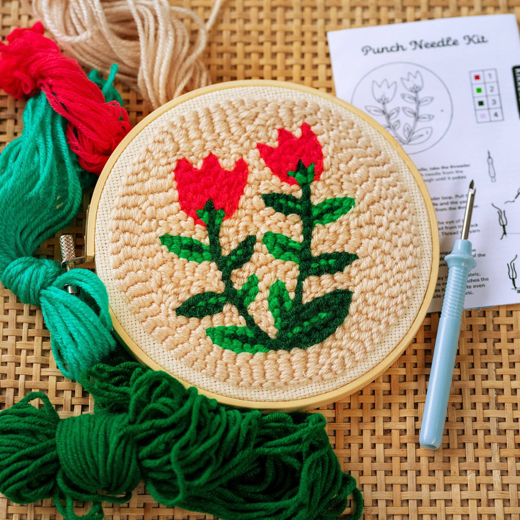 Kikkerland Punch Needle Embroidery Kit - Tulips