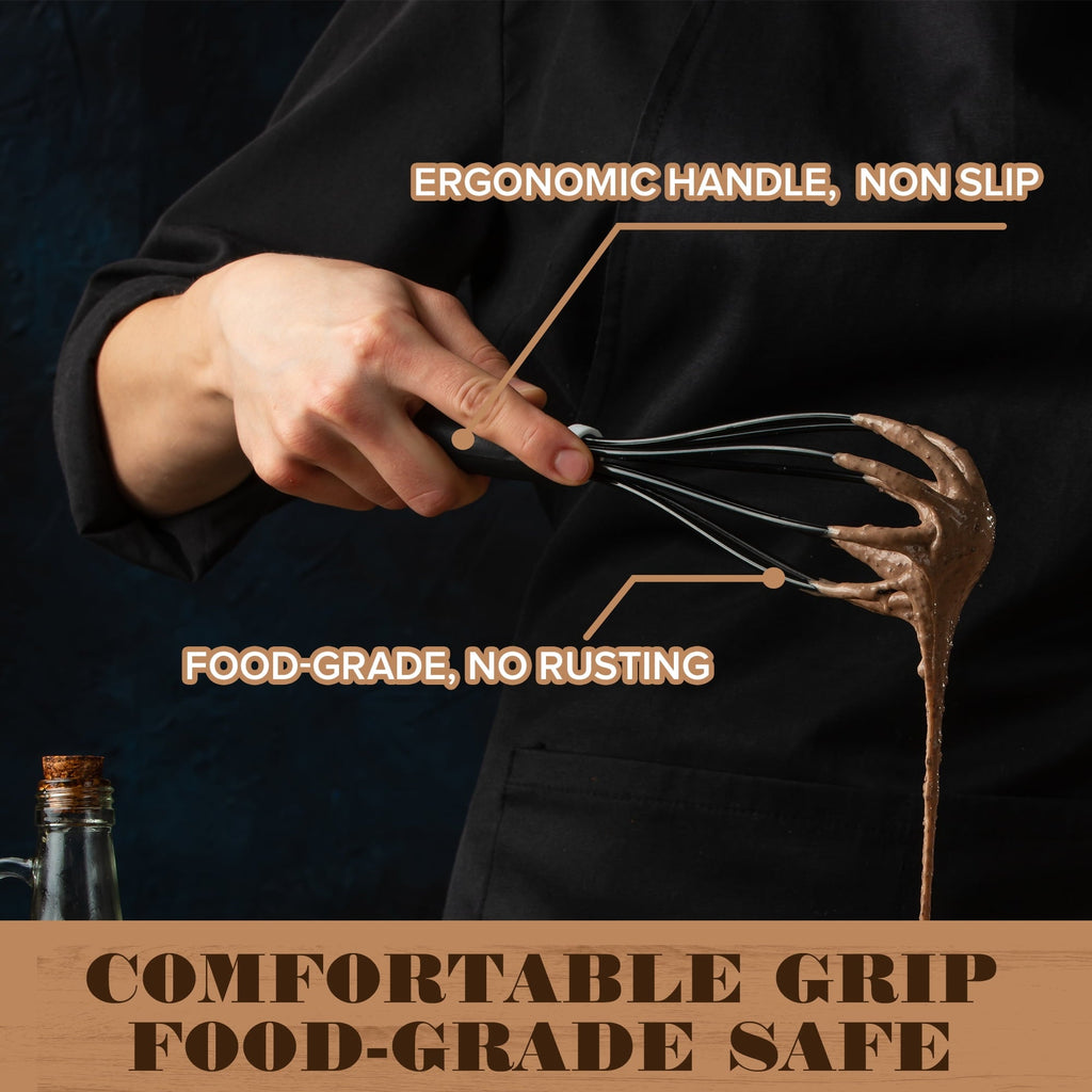 Silicone Wire Whisk, Egg Beater, 3 Sizes, for Blending, Whisking, Beating, Frothing, Stirring