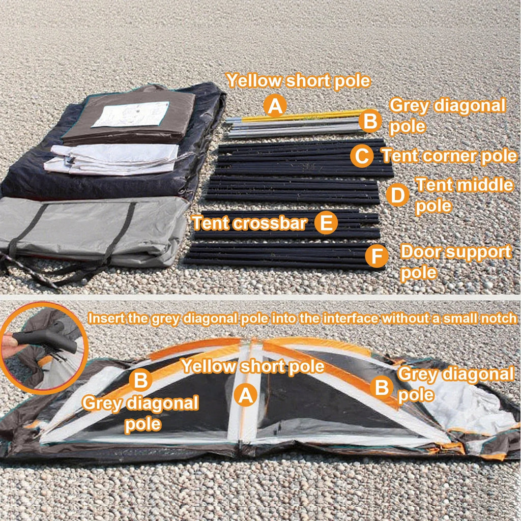 KFeng 12 Person Tents for Camping - 2Rooms 3Doors&3Windows Mesh,Suitable for Outdoor/Picnic,Brown