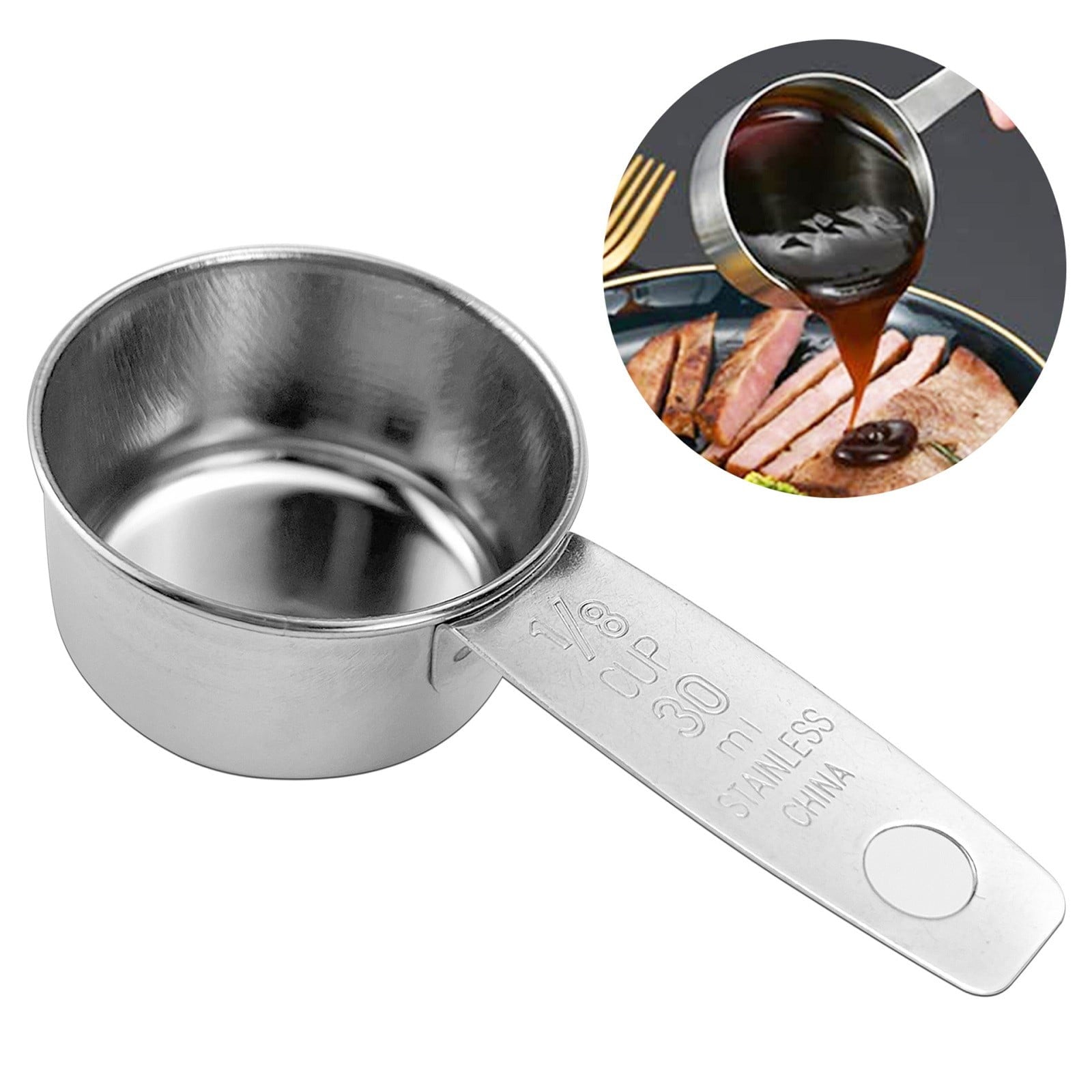 1/8 Cup Measuring Cup, Stainless Steel Coffee Measuring Scoop, Single Metal Measuring Cup Steak Cup Ingredient ...
