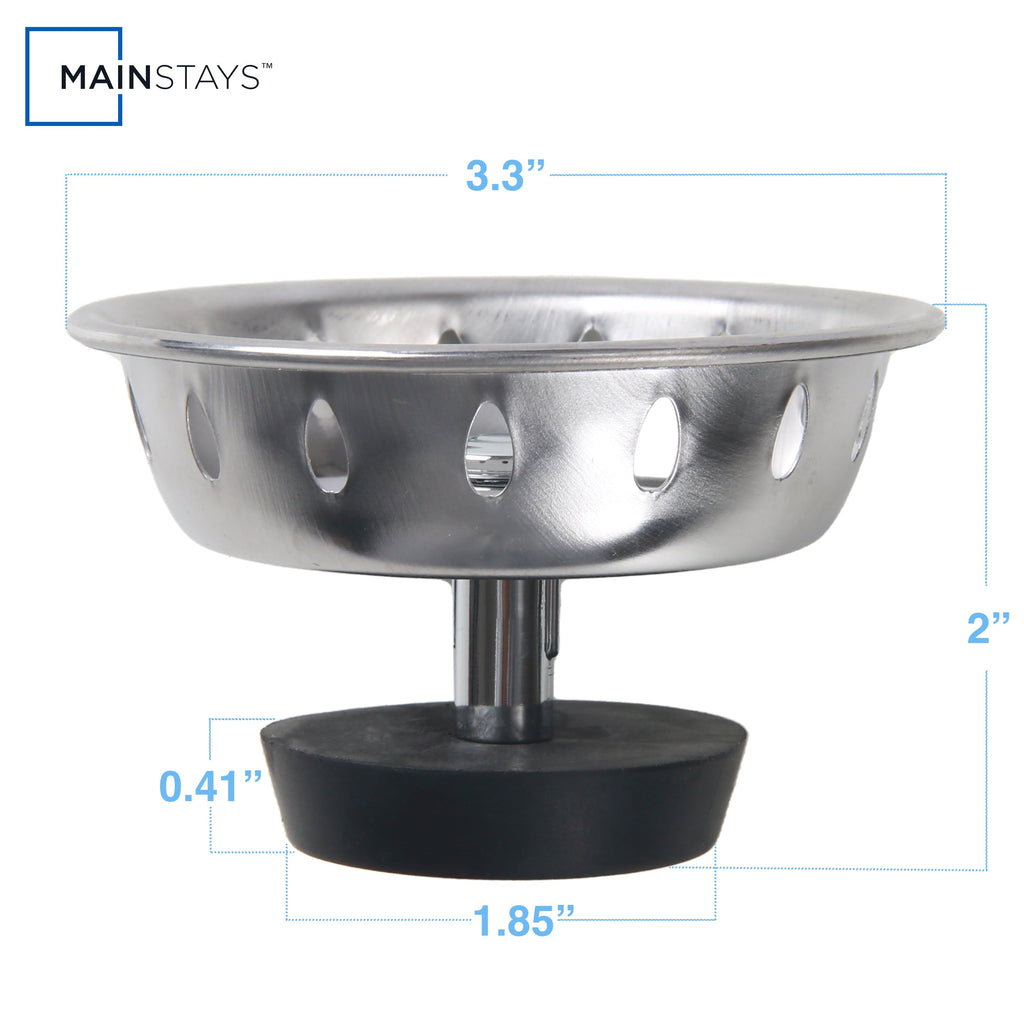 Stainless Steel Deluxe Kitchen Sink Strainer Silver for 3.5" Drains