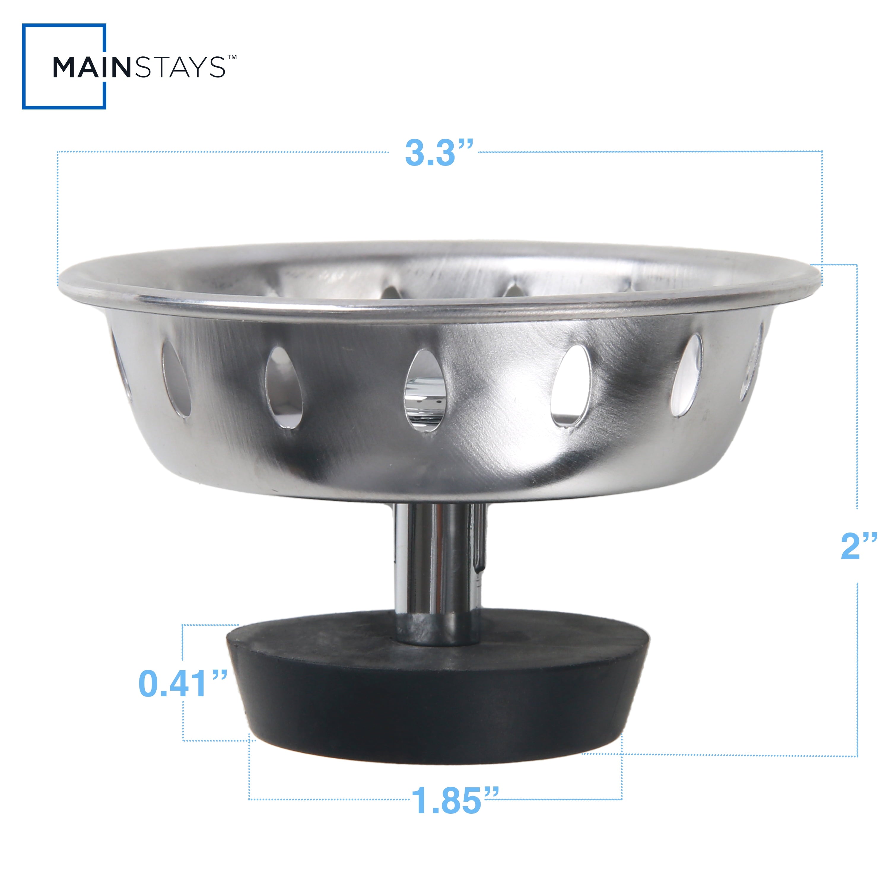 Stainless Steel Deluxe Kitchen Sink Strainer Silver for 3.5" Drains