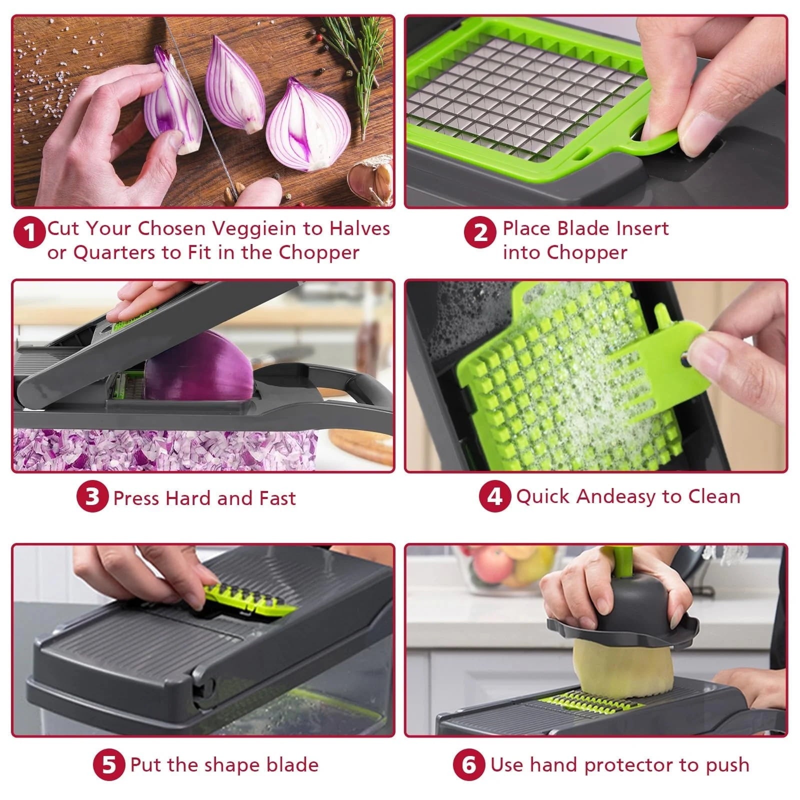 16-in-1 Food Dicer, Slicer, Shredder, Chopper for Vegetables with Stainless Steel Blades