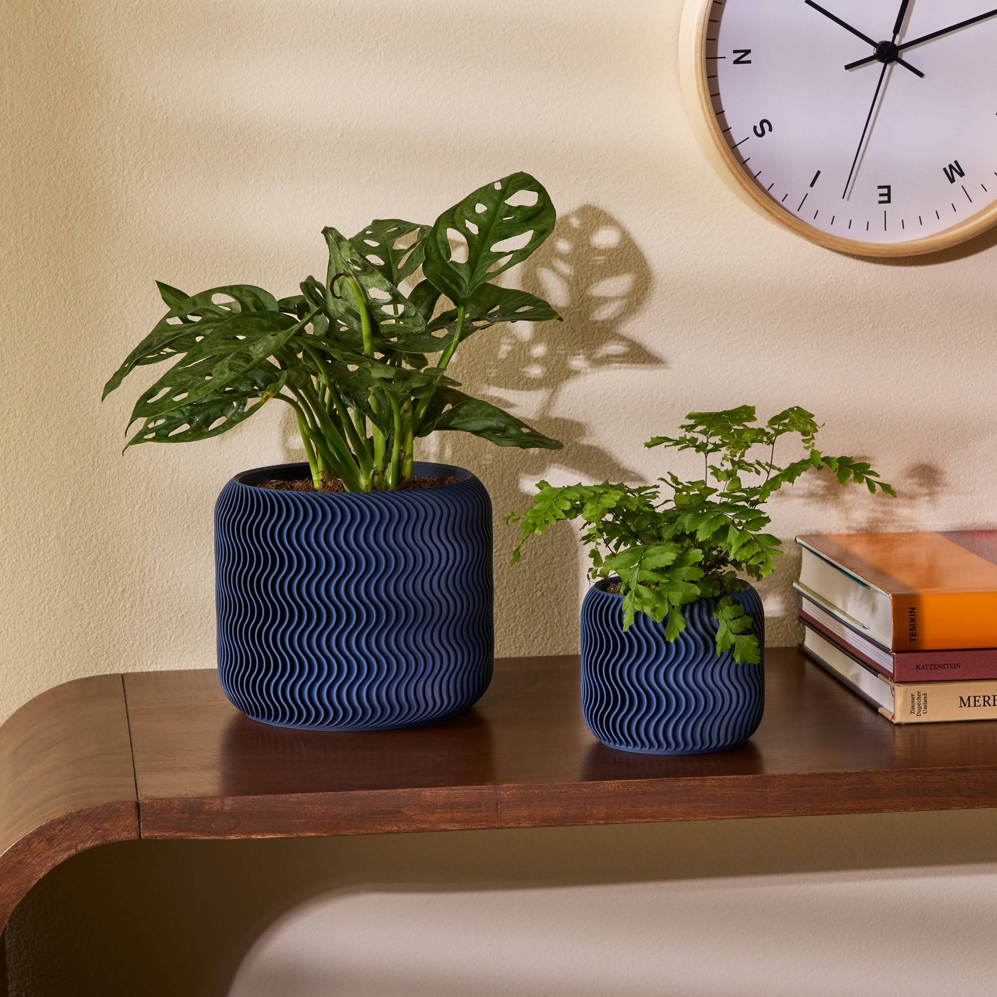 Wavy Pine 3D-Printed Planter - Midnight Blue