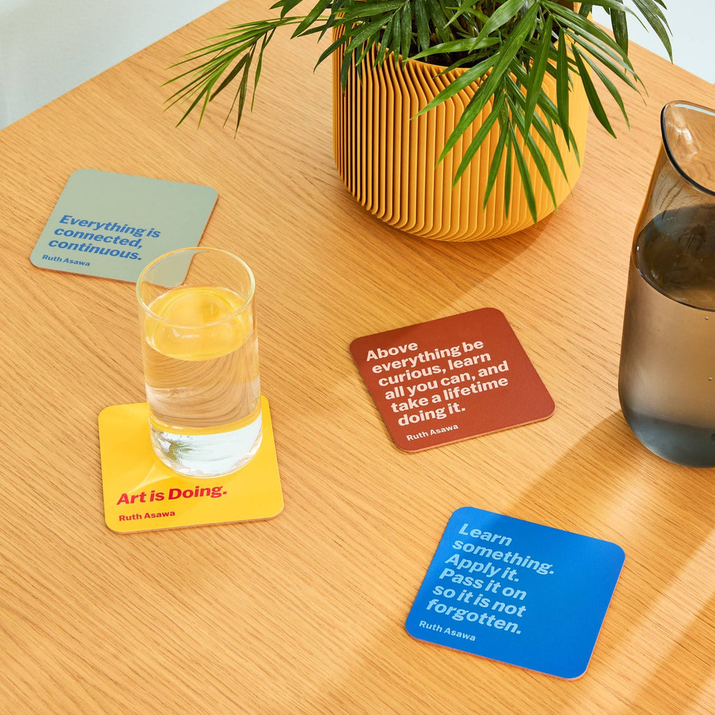 Ruth Asawa Recycled Leather Quote Coasters - Set of 4