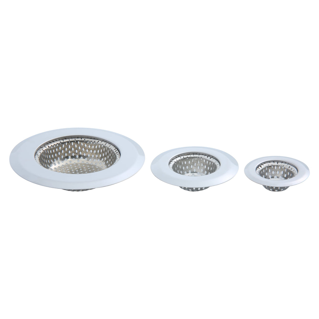 Stainless Steel Kitchen Sink Drain Strainer Set 3 Pack 4.45", 2.95", 2.1" Silver