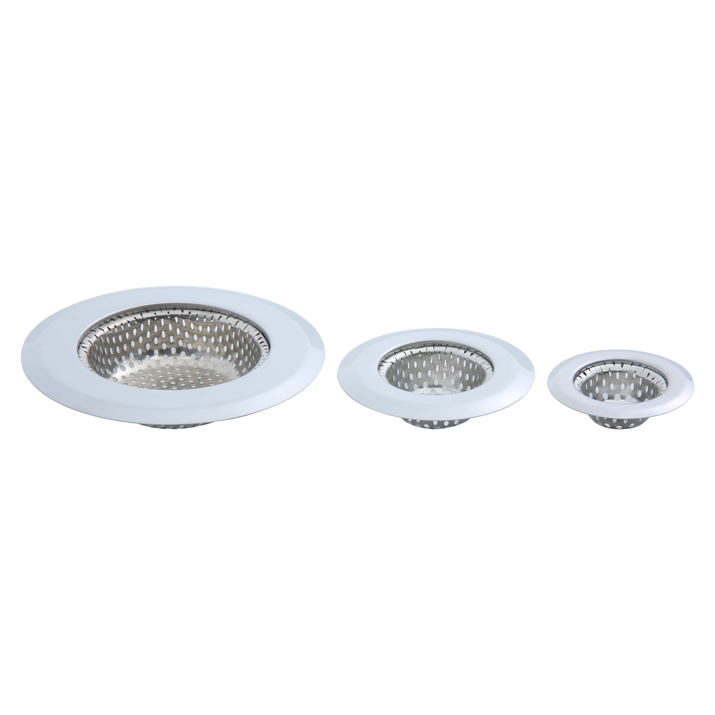 Stainless Steel Kitchen Sink Drain Strainer Set 3 Pack 4.45", 2.95", 2.1" Silver