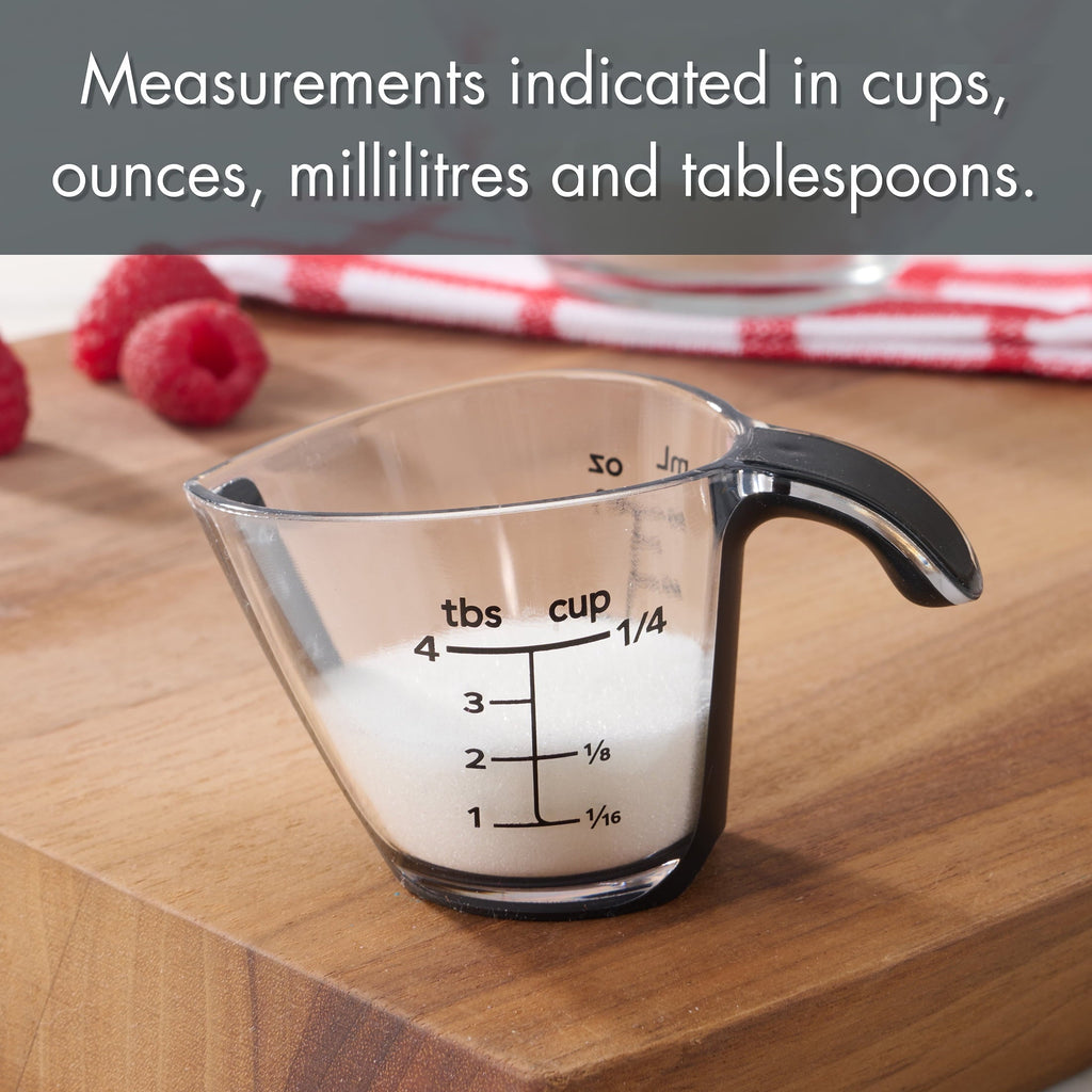 1/4C Plastic Mini Measuring Cup, Black/Transparent