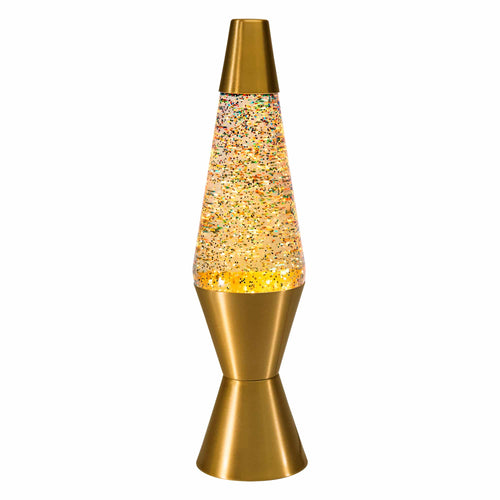14.5" LAVA Lamp Rainbow Glitter - Clear/Gold