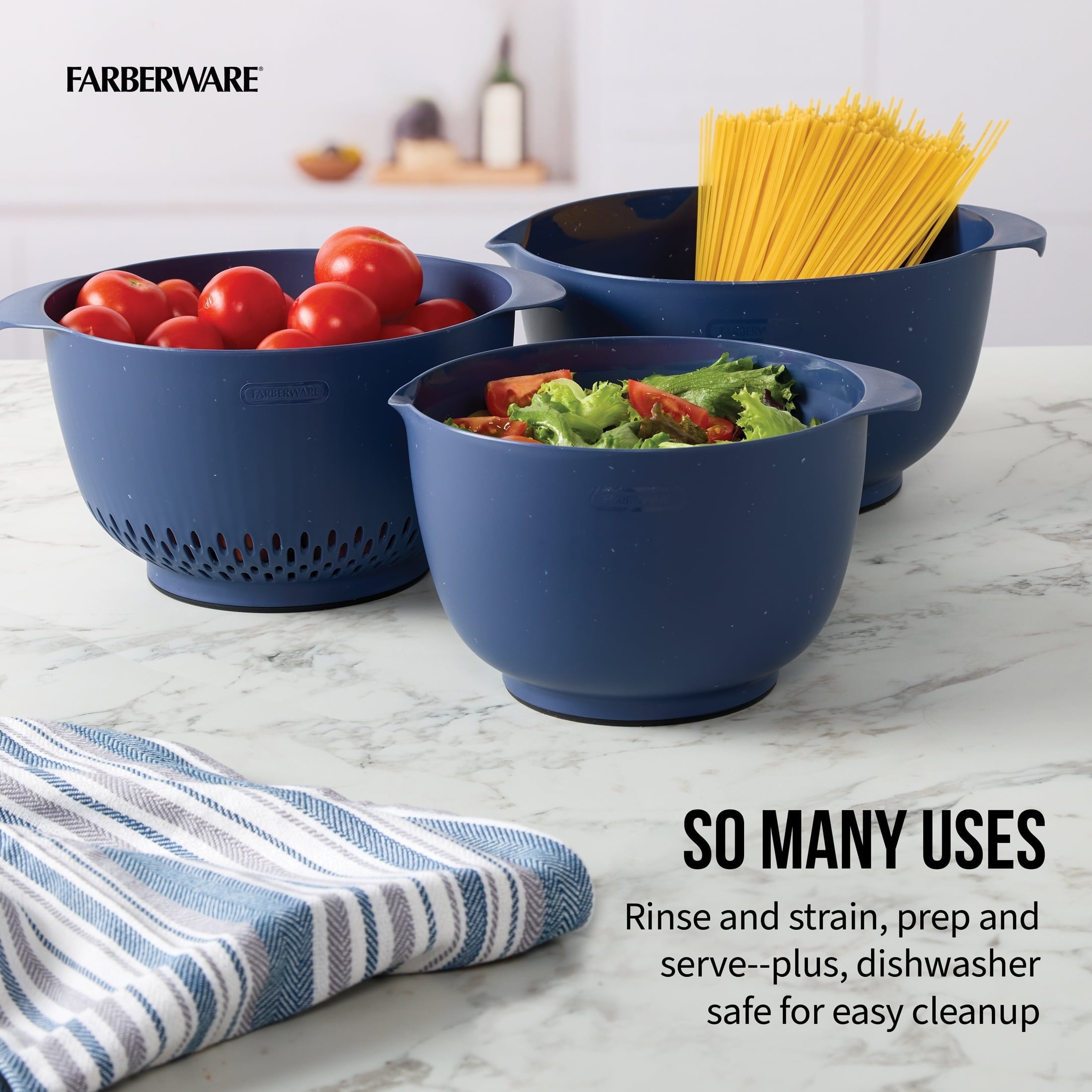 3-Piece Bowl Colander Set with Non-Slip Base