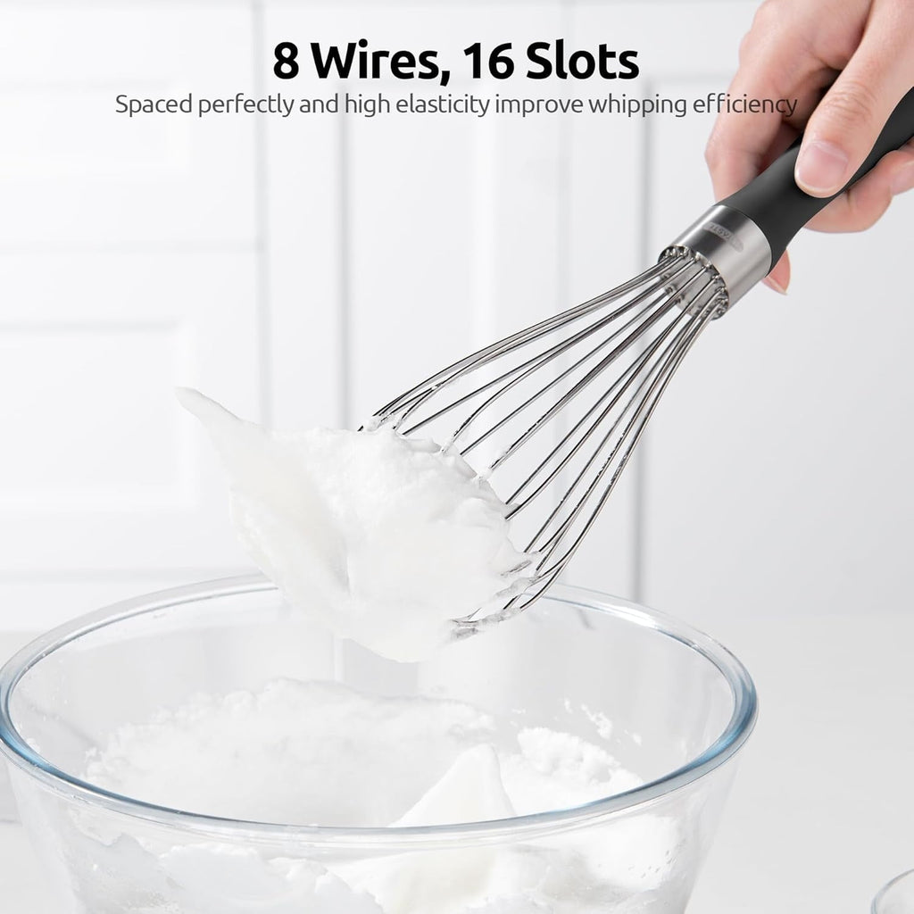 Whisk for Cooking: 18/10 Stainless Steel Kitchen Wire Whisk, Medium Heavy Duty Egg Beater, Manual Bak...