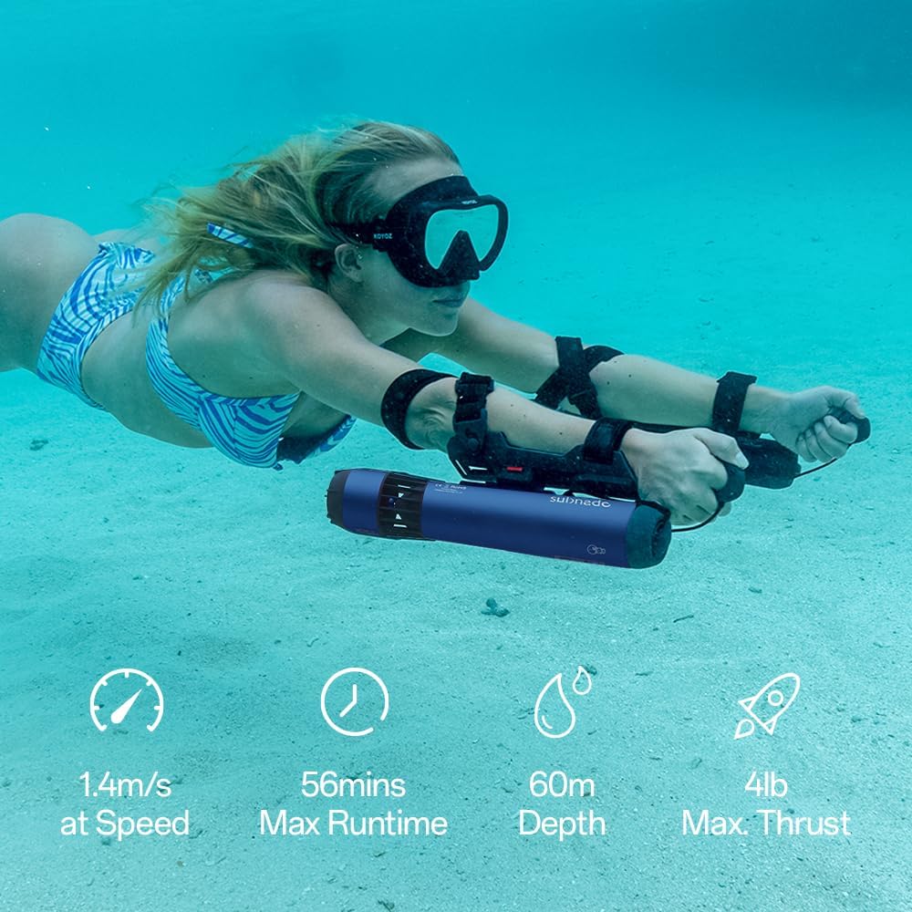 Waydoo Subnado Underwater Scooter Lite, Water Sports Diving Scooter with Removable Handle, Compact and Portable Water Scooter for Adults&amp;Kids, Scuba Diving Snorkeling Sea Scooter Multiple Uses, Blue