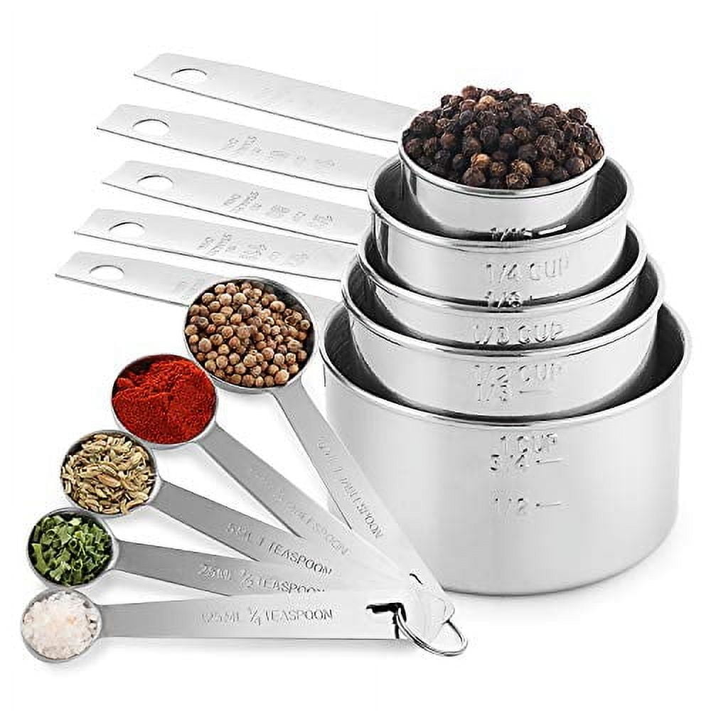 Stainless Measuring Cups And Measuring Spoons 10-Piece Set, 5 Cups And 5 Spoons
