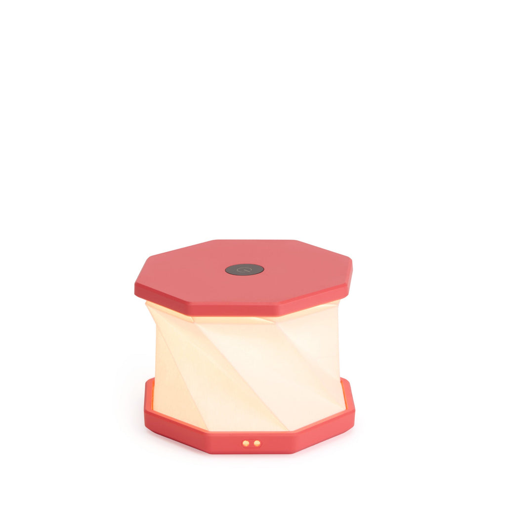 Twist Hexagon Portable Table Lamp - Coral Red