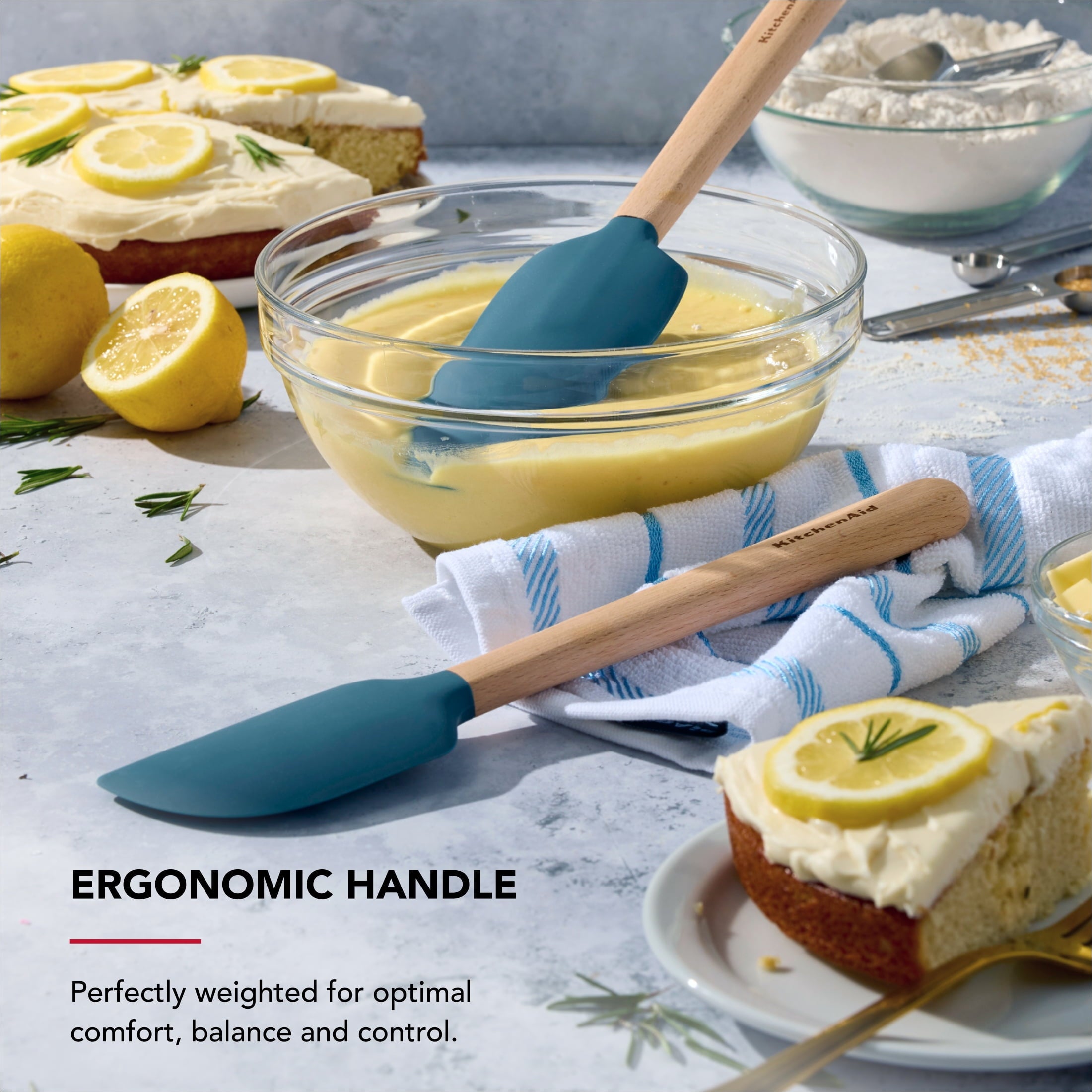 2-Piece Silicone Mixing Spatula and Scraper Set for Cooking, Agave