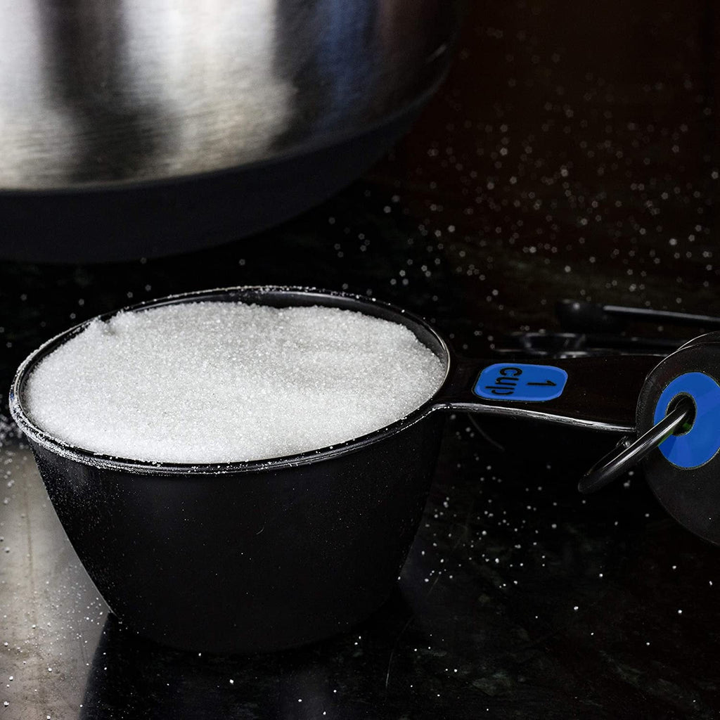 10 Piece Easy Read Measuring Cups & Spoons Set - Black / Blue