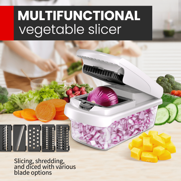 15-in-1 Vegetable Chopper with Container, Kitchen Mandoline Slicer, Grater, Cheese Shredder, Onion Chopper, Frui...