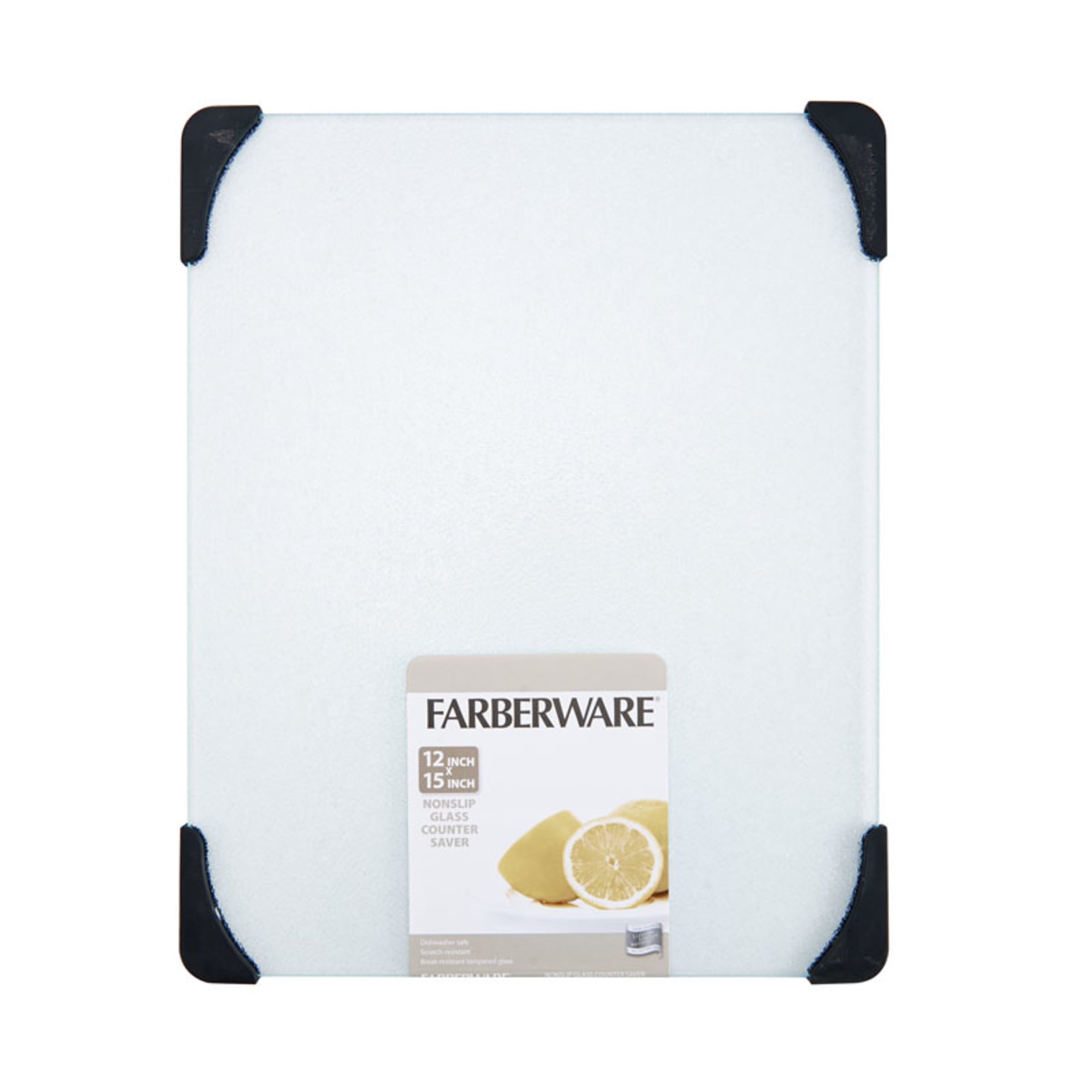 12-inch x 15-inch Glass Cutting Board with Black Non-Slip Corners