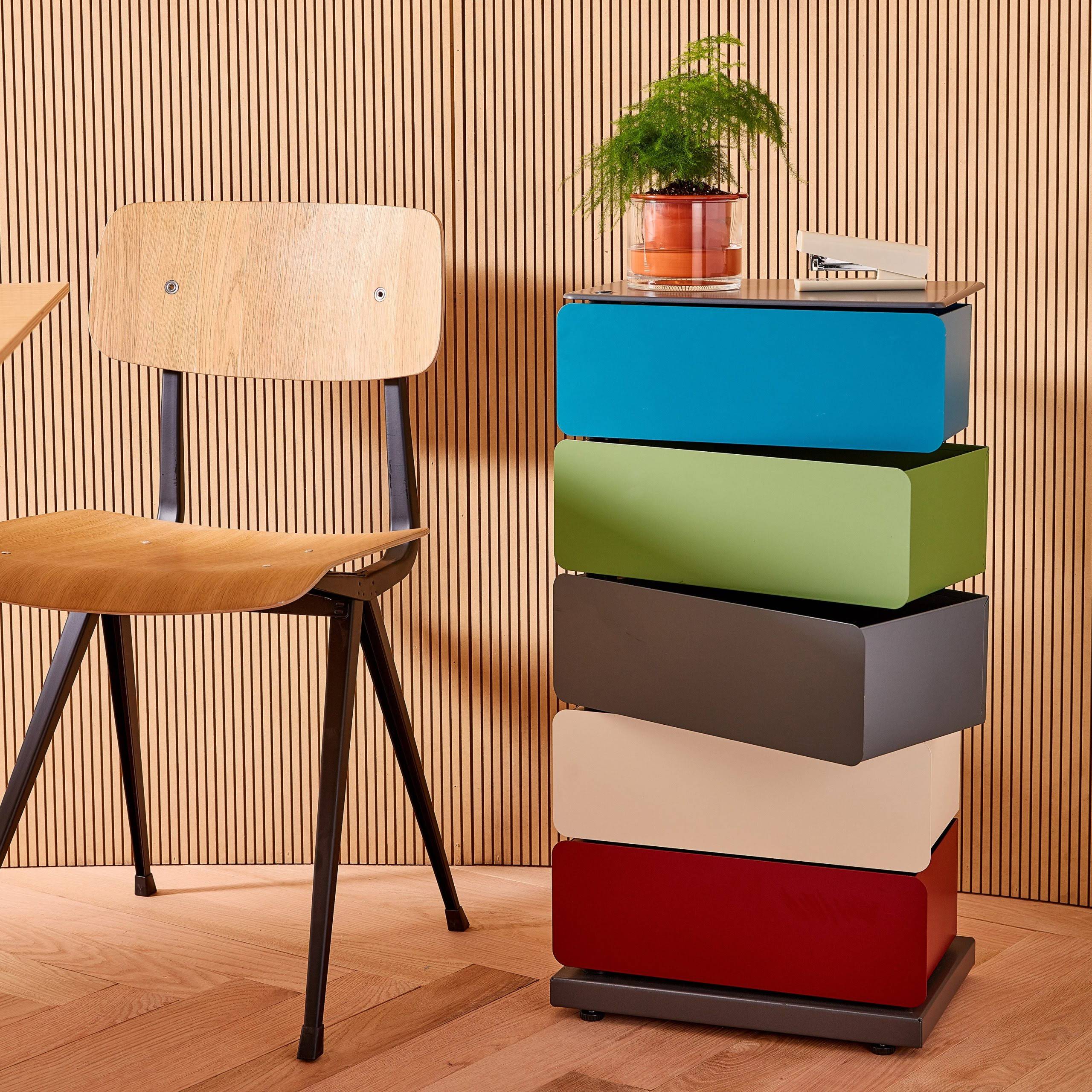 5-Drawer Pivot Cabinet - Blue/ Gray/ Red