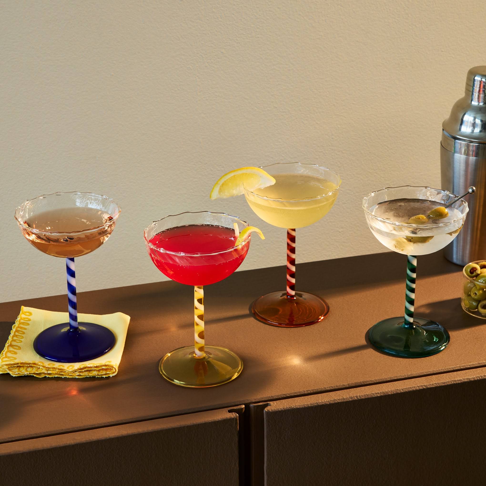 Candy Twist Glassware - Set of 4 - Coupe Set of 4