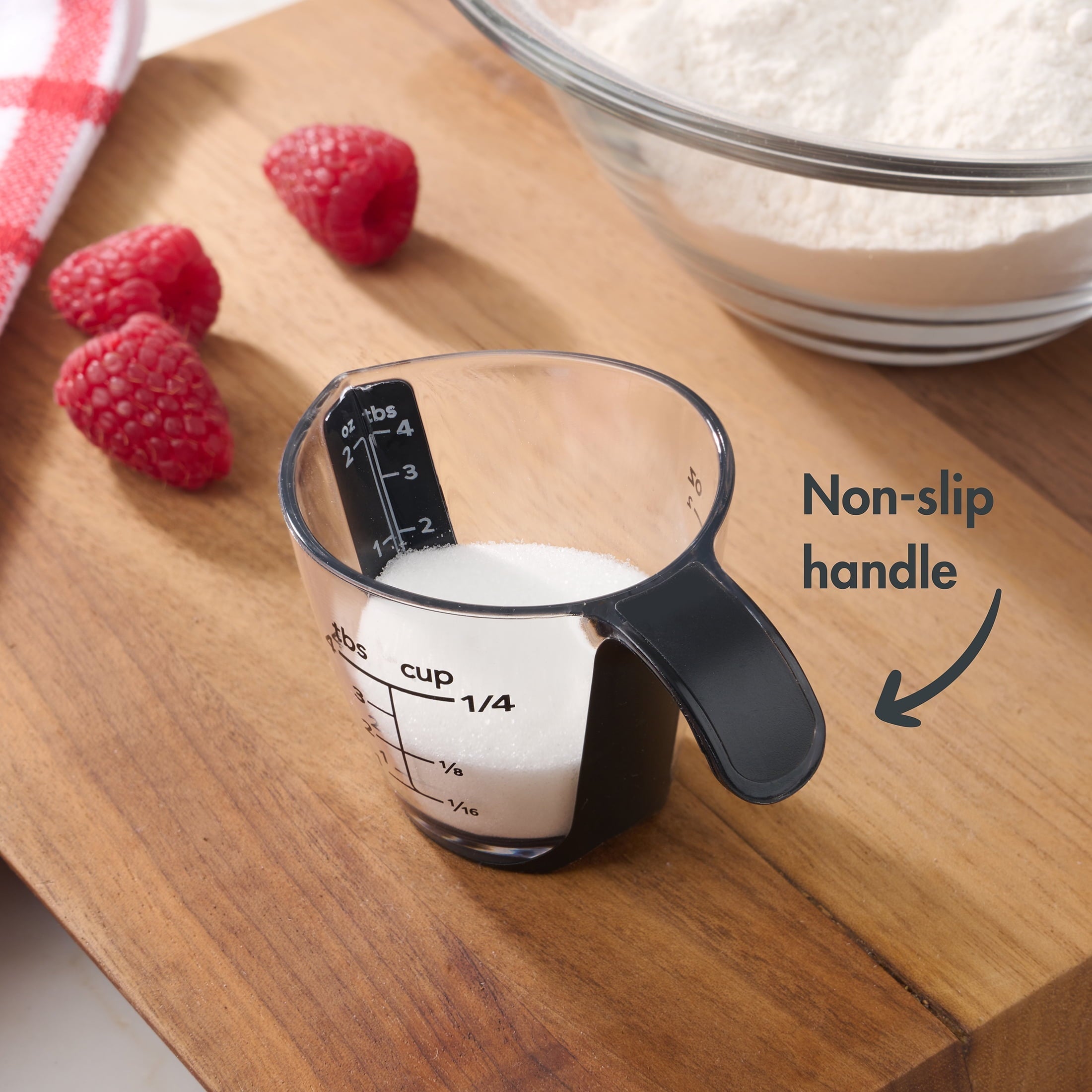 1/4C Plastic Mini Measuring Cup, Black/Transparent