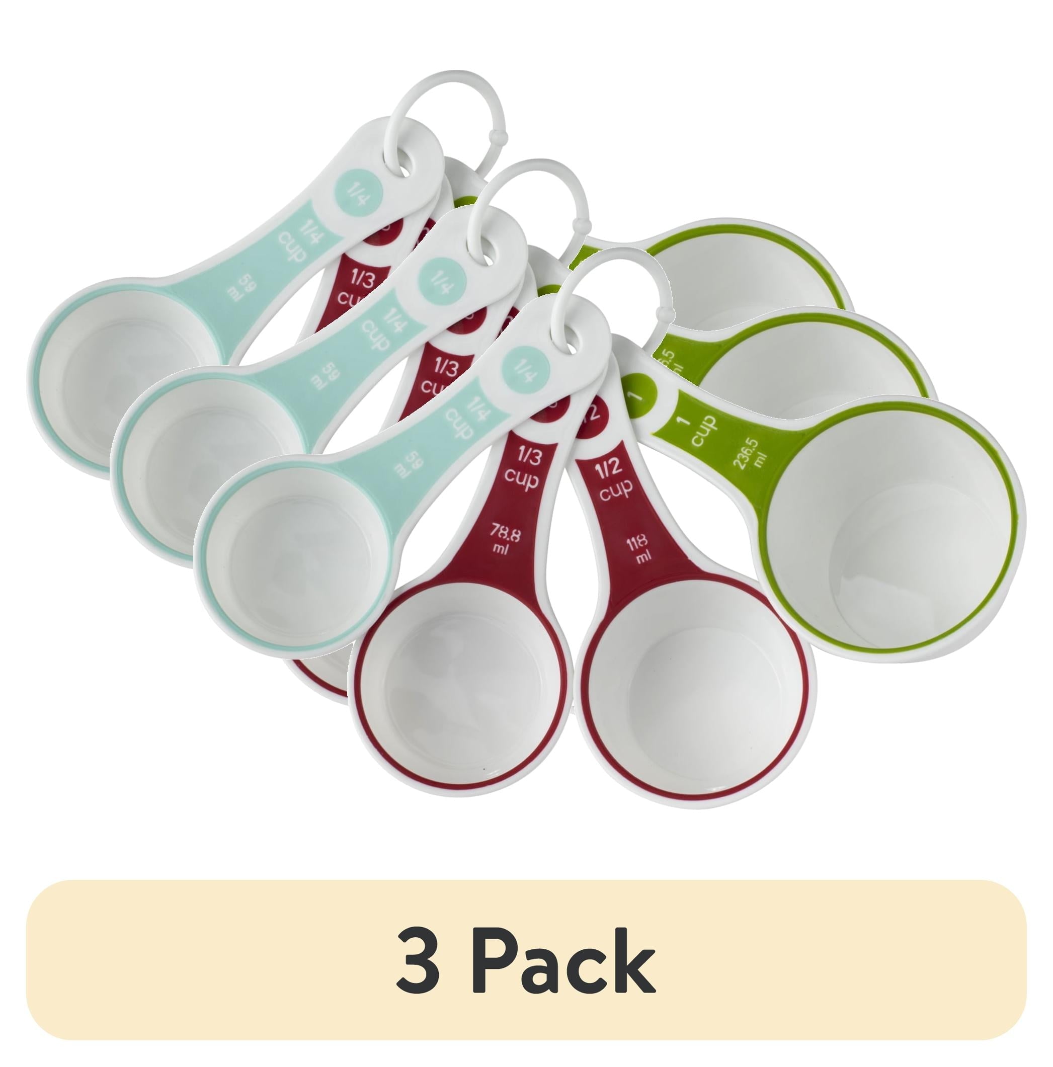 (3 pack) 4-Piece Measuring Cups Set, Multicolor
