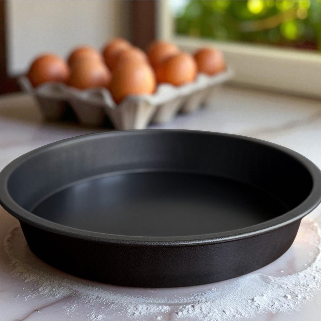 9" x 9" Round Nonstick Steel Cake Pan, Dark Gray